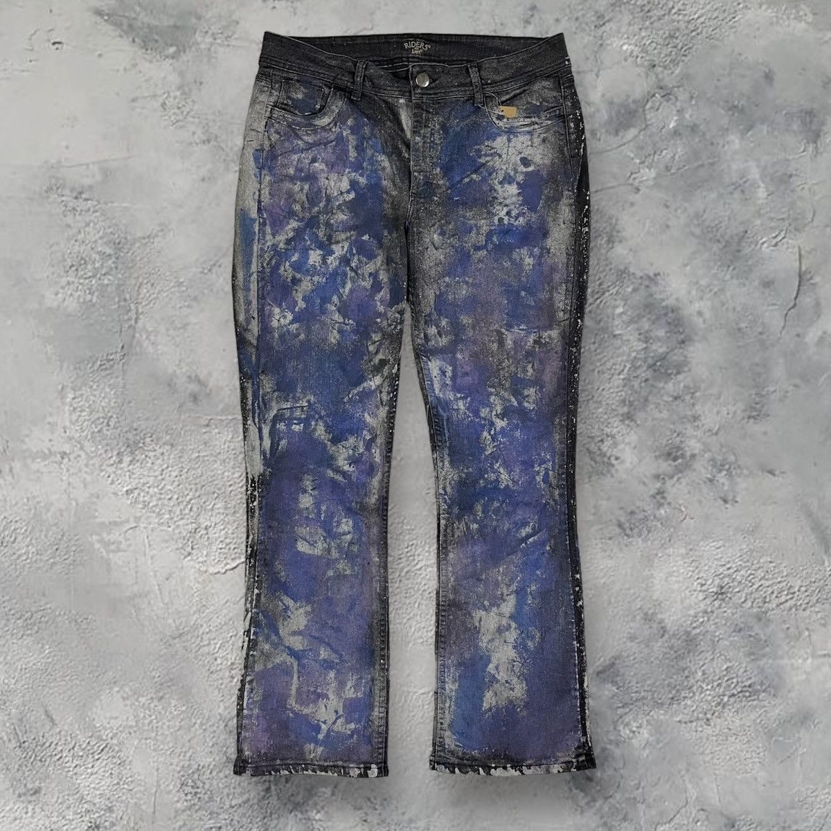 image of Archival Clothing x Avant Garde Vintage Riders By Lee Archival Denim Acid Paint in Tie Dye (Size 38