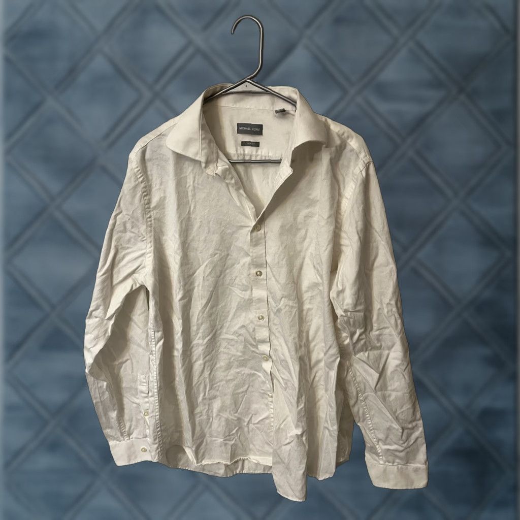 Michael Kors Michael Kors Men's Slim Fit White Long Sleeve Button Up Shirt Size 17-XL Size US XL / EU 56 / 4 - 1 Thumbnail
