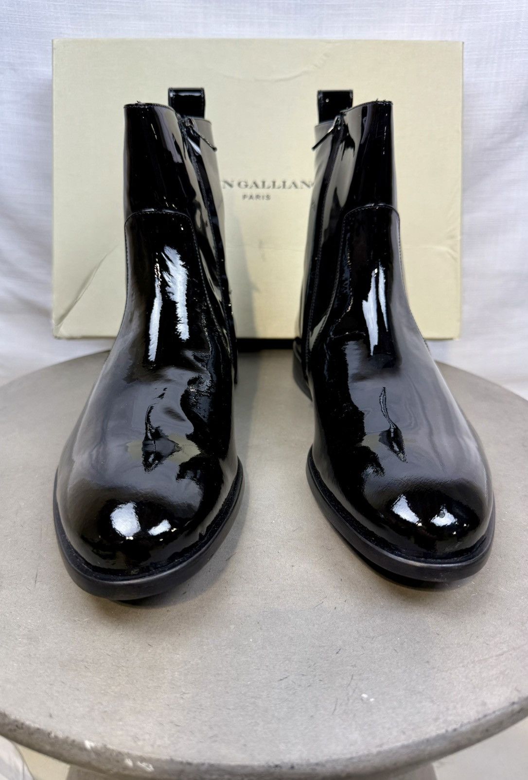 John Galliano Archive New in box Patent Leather Black Zip Boots 42 RARE! Size US 9 / EU 42 - 3 Thumbnail