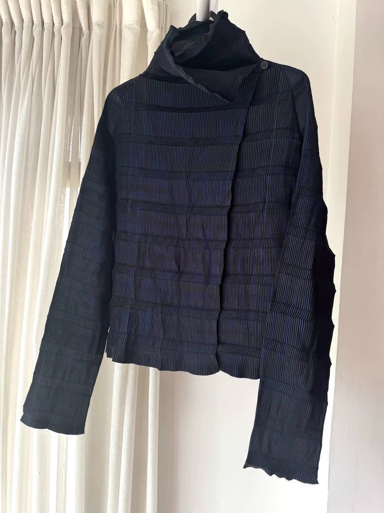 Issey Miyake issey miyake size:2 Bamboo-joint dark pattern top Size XXS / US 00 / IT 34 - 1 Thumbnail