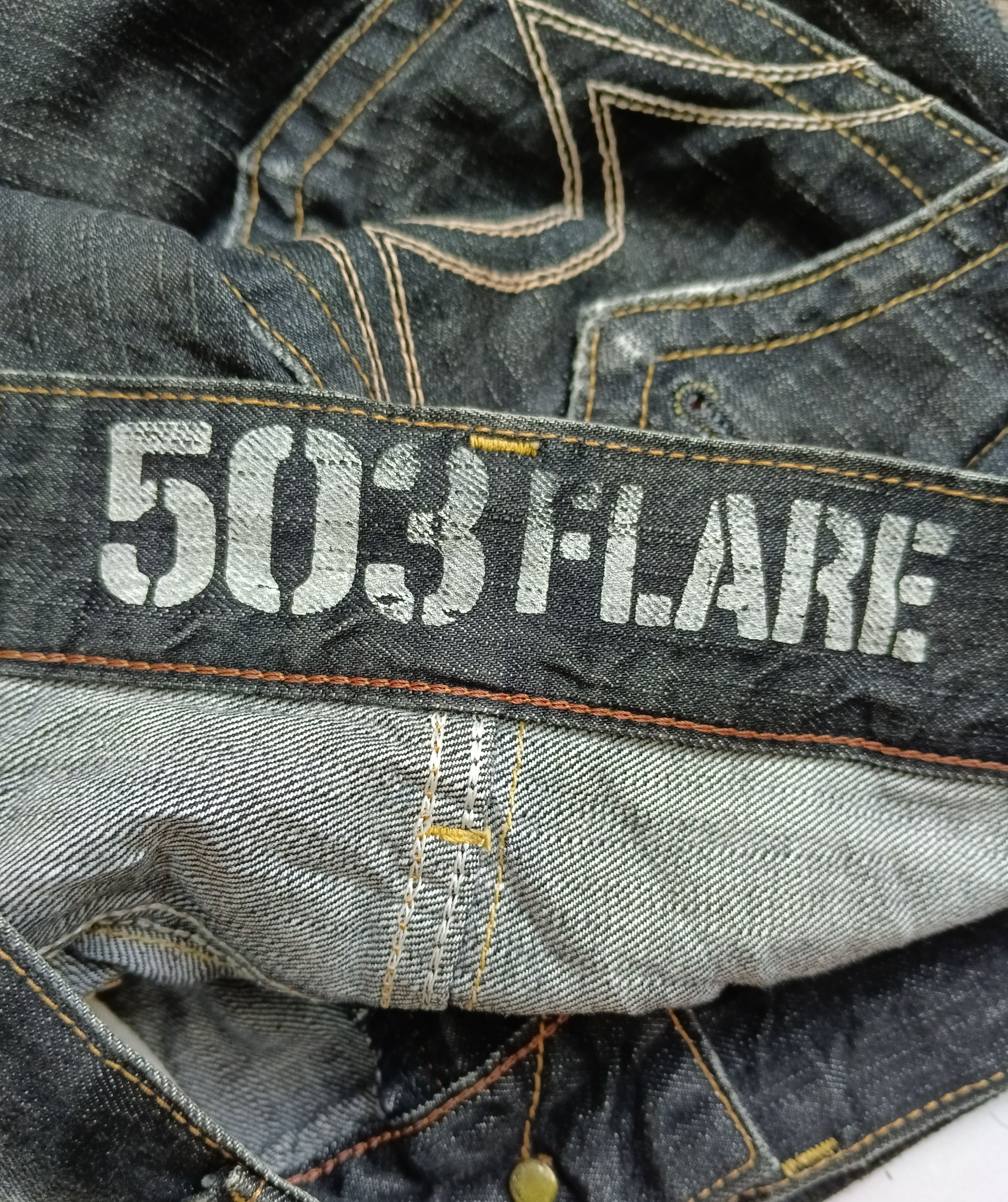 Vintage WASHED BLACK EDWIN VINTAGE 503 FLARE Size US 30 / EU 46 - 6 Thumbnail