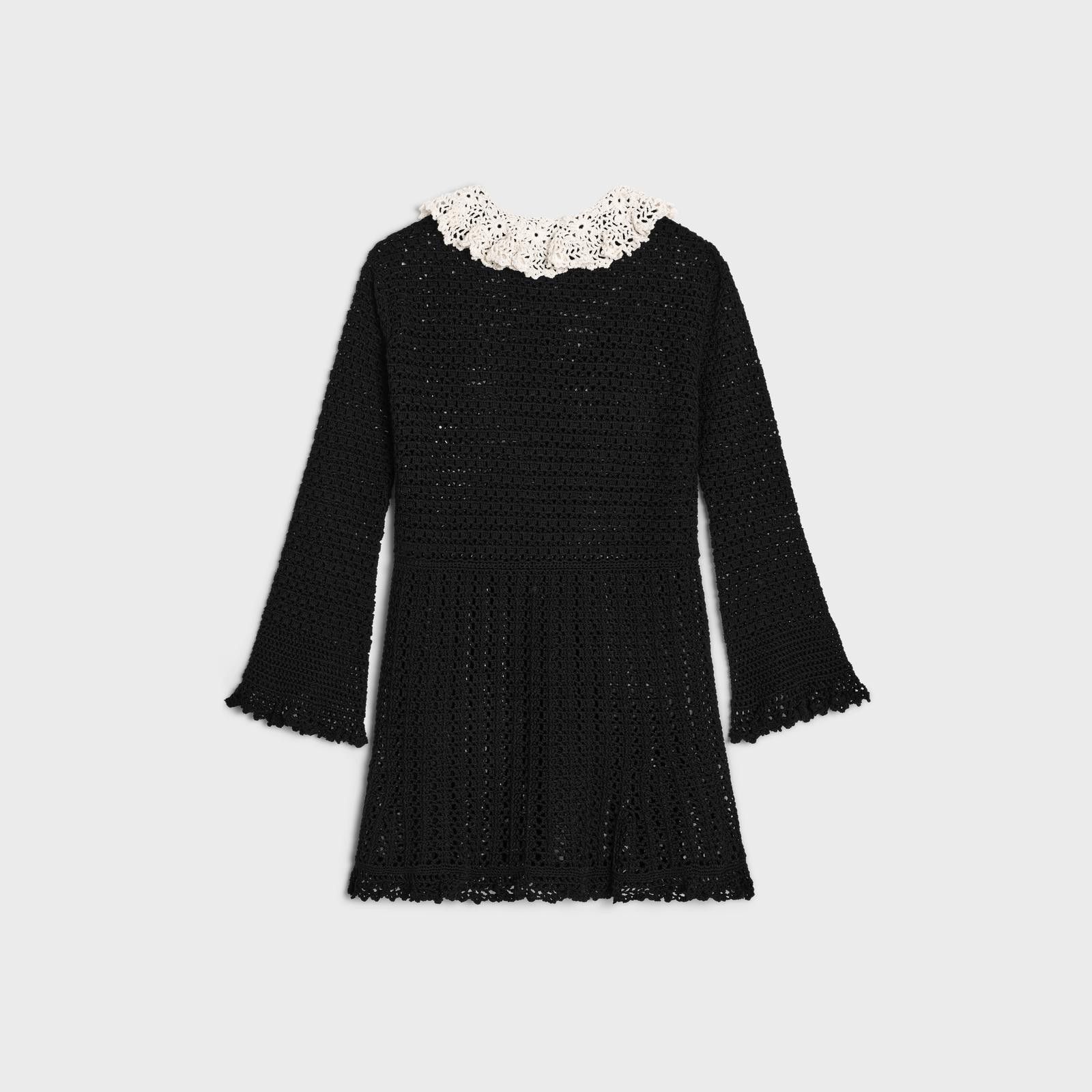 Celine o1w1db10125 2A90J970U Crocheted Cotton Mini Dress in Black Size XS / US 0-2 / IT 36-38 - 2 Thumbnail