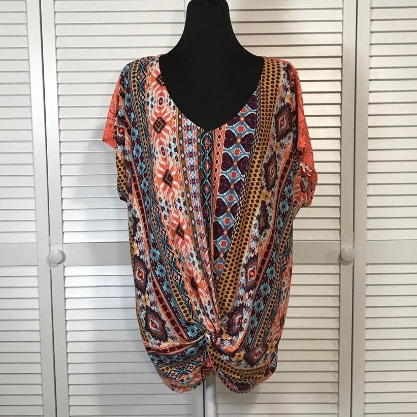 Other Bobbie Brooks Boho Southwest Lace Accent Blouse Women 3X Size 3XL / US 20-22 - 1 Thumbnail