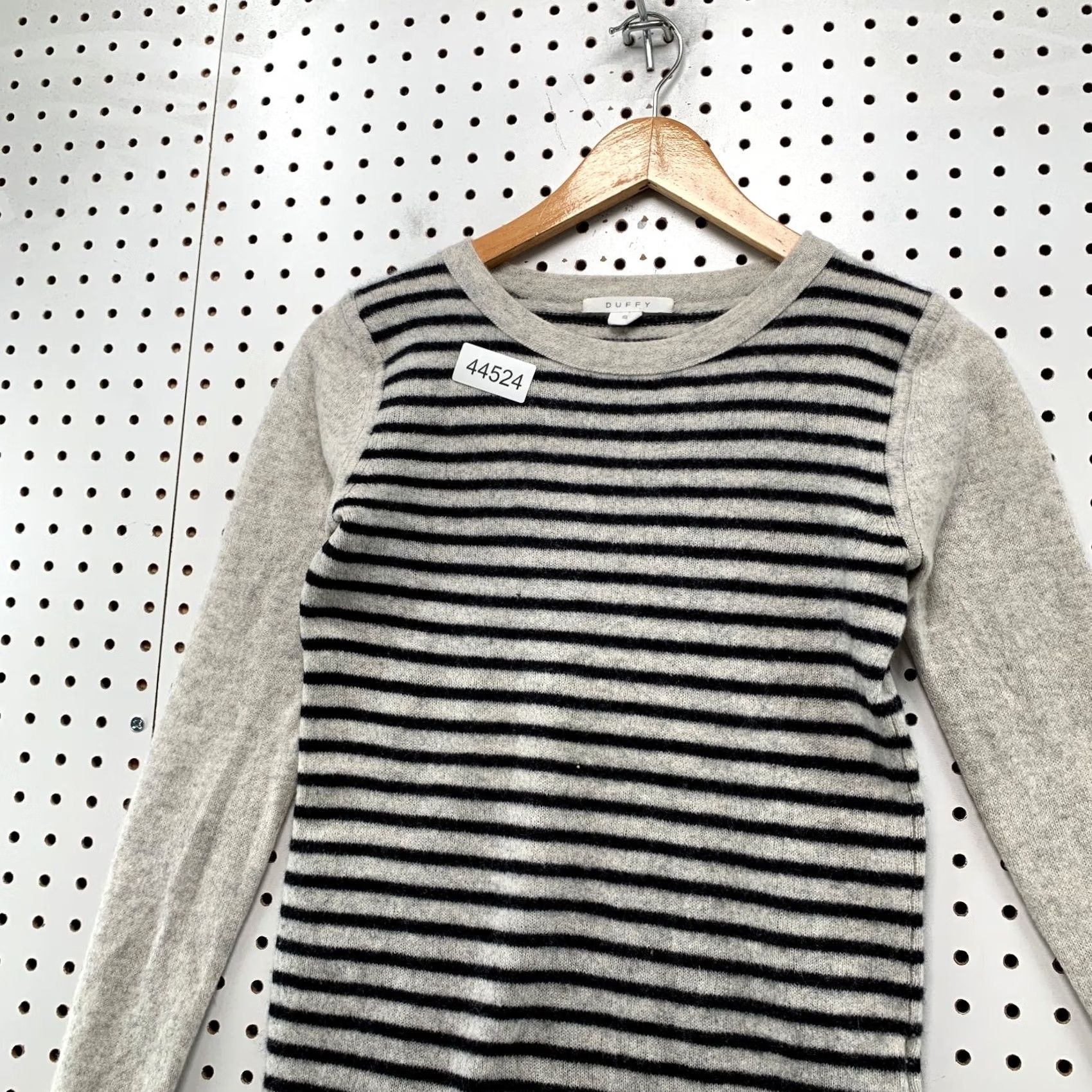 Vintage Duffy Sweater Womens Small Gray Striped Pullover 100% Cashmere Preppy Size S / US 4 / IT 40 - 2 Thumbnail
