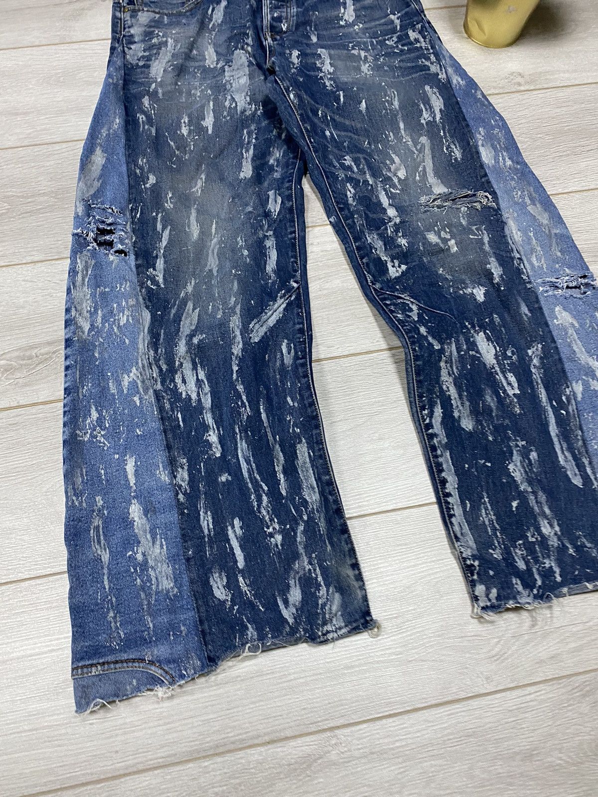 Vintage Jeans Dirty painted Pants patchwork crash thrasheddistressed Size US 35 - 2 Thumbnail