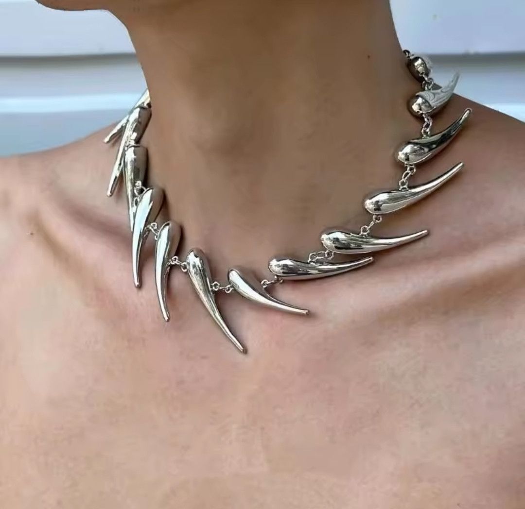 Jewelry Rivet chain choker necklace water drop Size ONE SIZE - 1 Thumbnail
