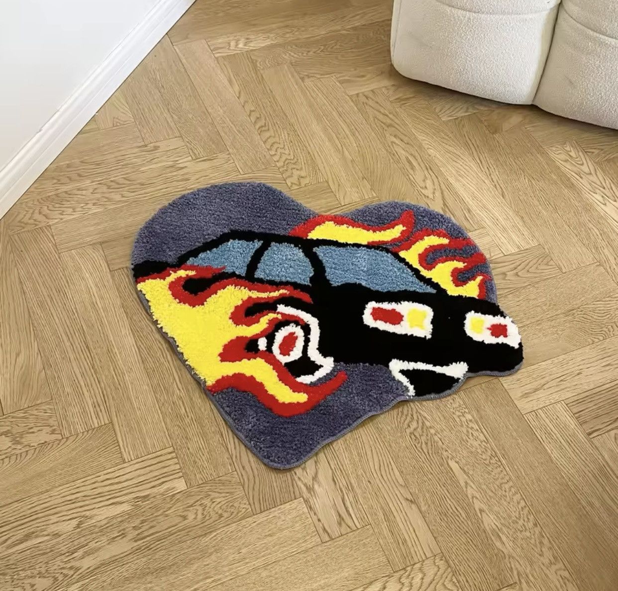 Japanese Brand Heart Flame Car Tufted Rug Size ONE SIZE - 4 Thumbnail
