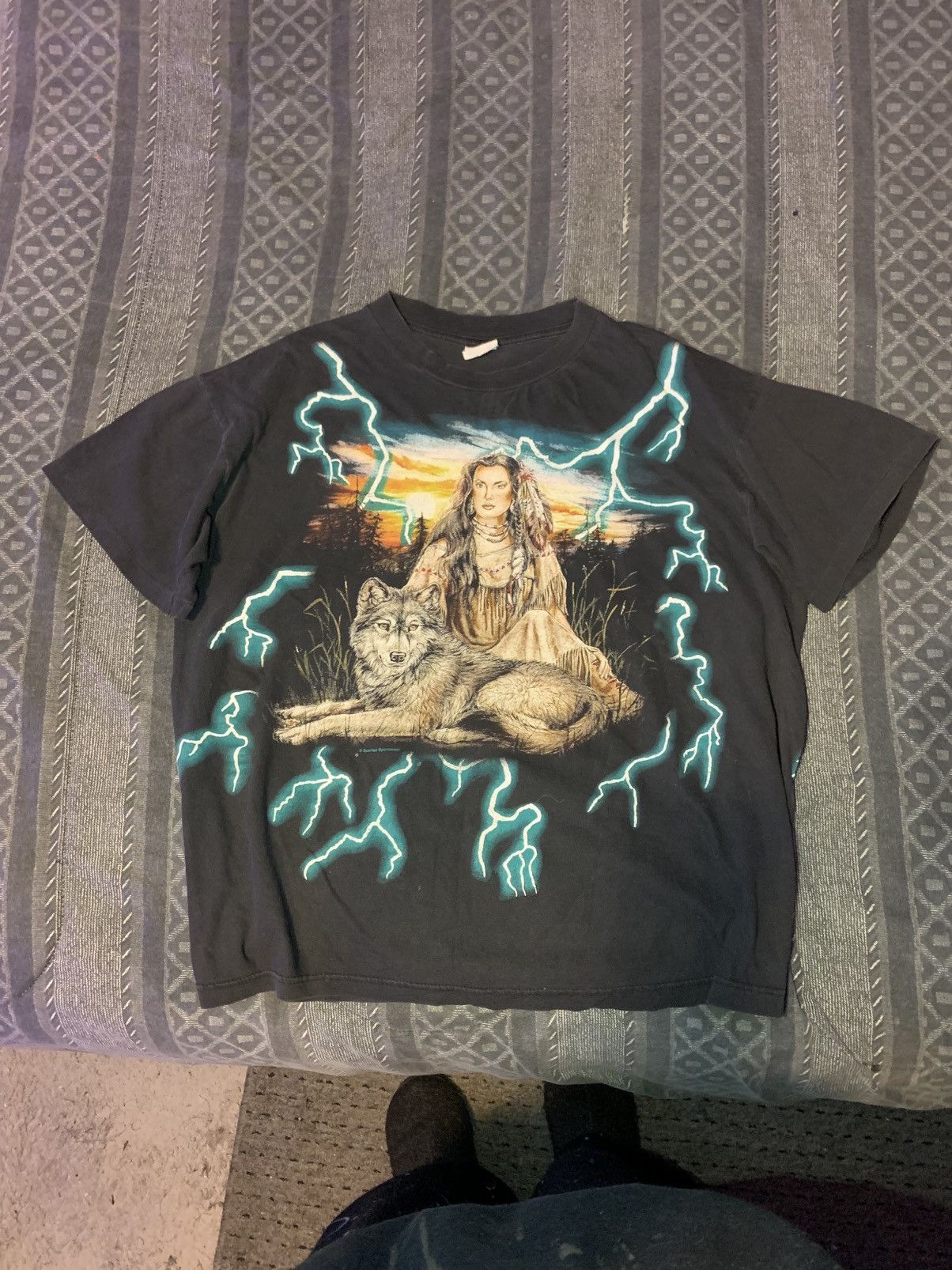 Vintage 90’s American Thunder Lightning Native American indian Shirt Size US XL / EU 56 / 4 - 5 Thumbnail