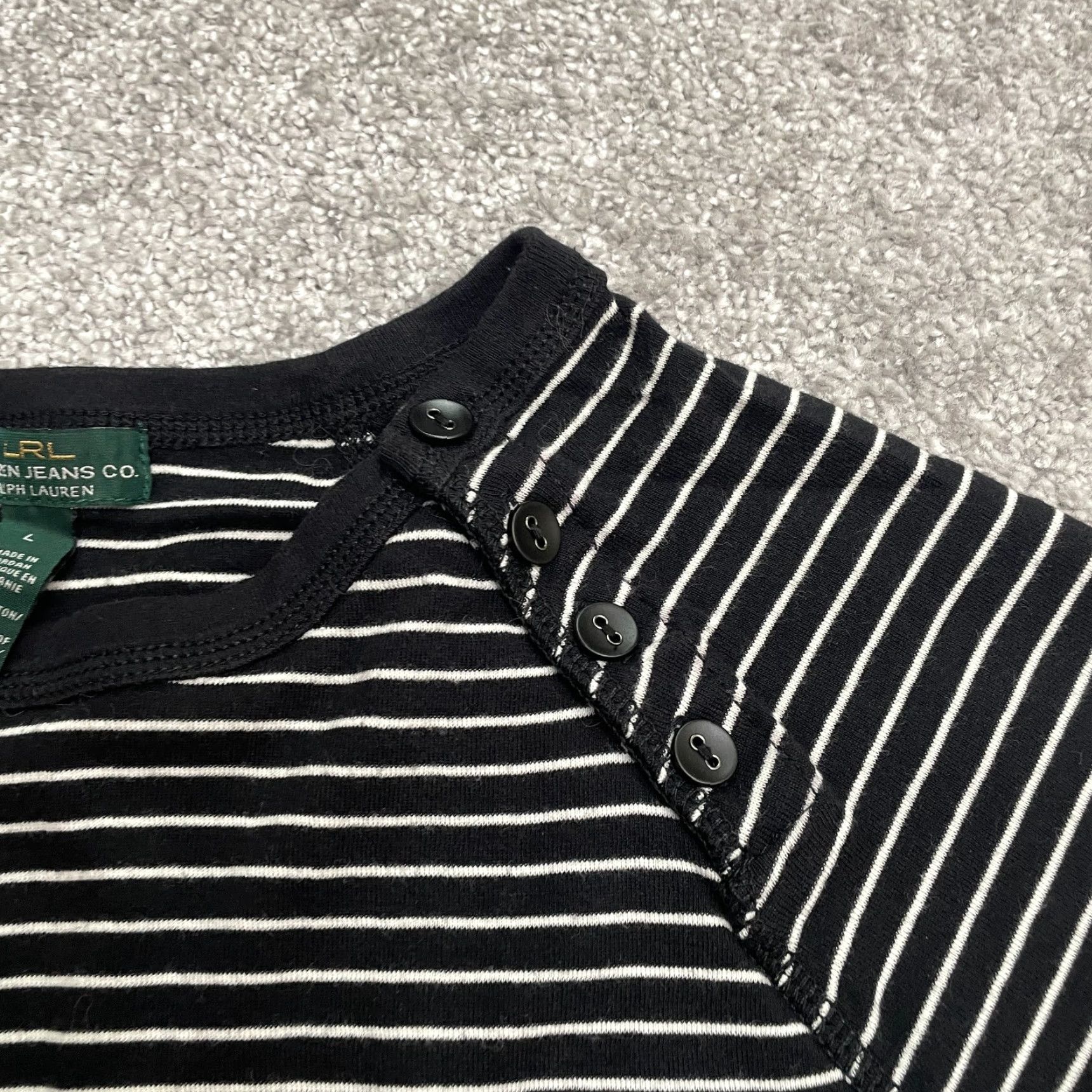 Ralph Lauren Ralph Lauren Shirt Womens Large White Black Striped Long Sleeve Top Size L / US 10 / IT 46 - 4 Thumbnail