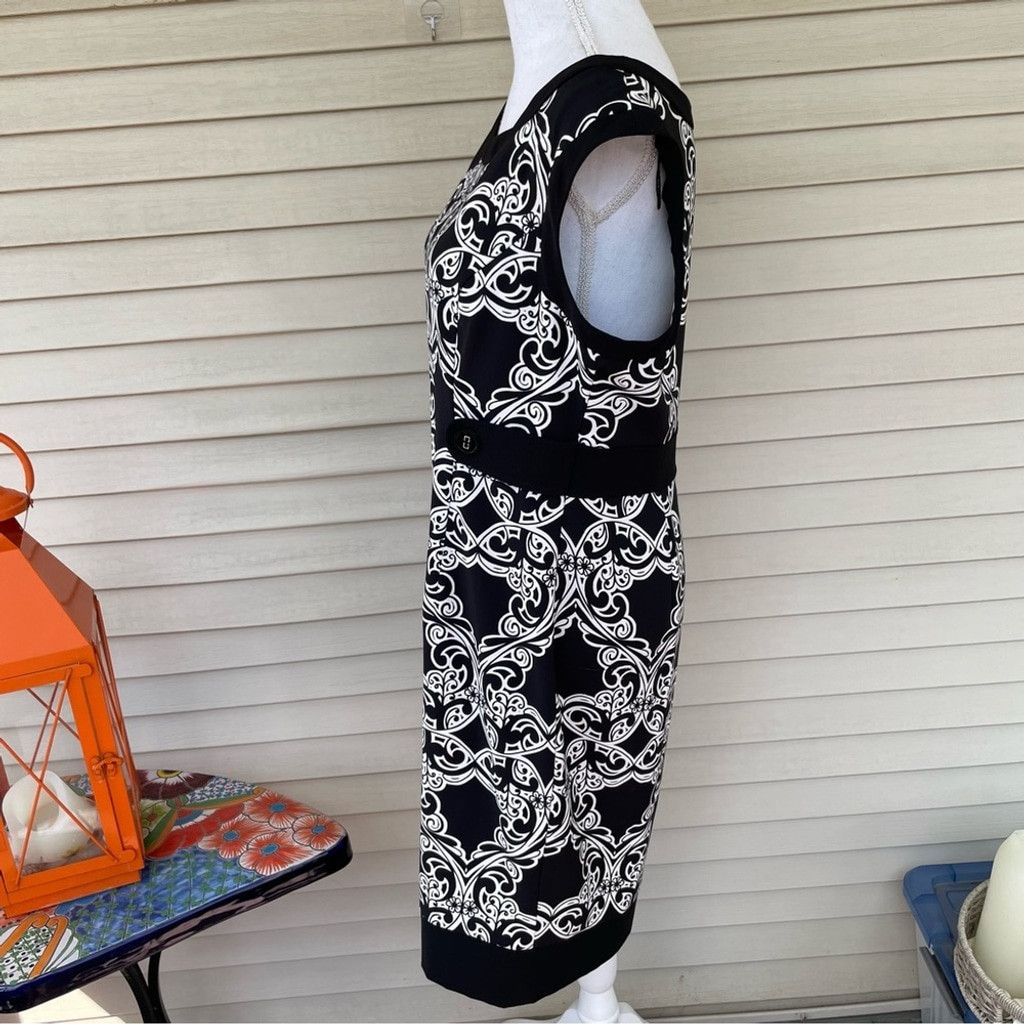 MAGGY LONDON Maggie London Black/White Scroll Print Dress Size 14 Size XL / US 12-14 / IT 48-50 - 8 Thumbnail