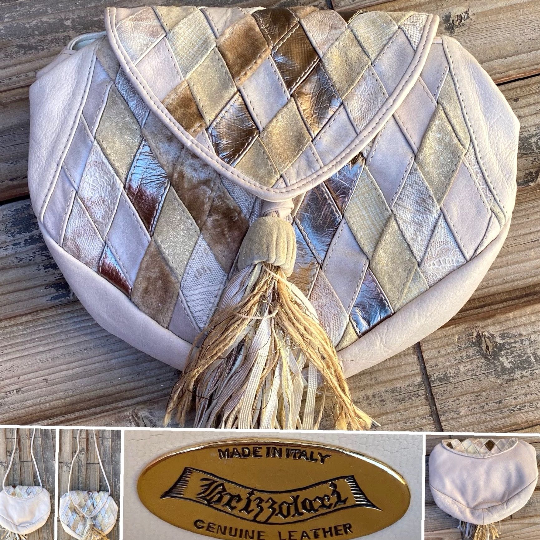 Vintage VINTAGE Brizzolari Leather Purse Clutch Shoulder Strap Beige 80s Womens Party/Cocktail Vintage 1980s Rock Style Masculine? Size ONE SIZE - 2 Thumbnail
