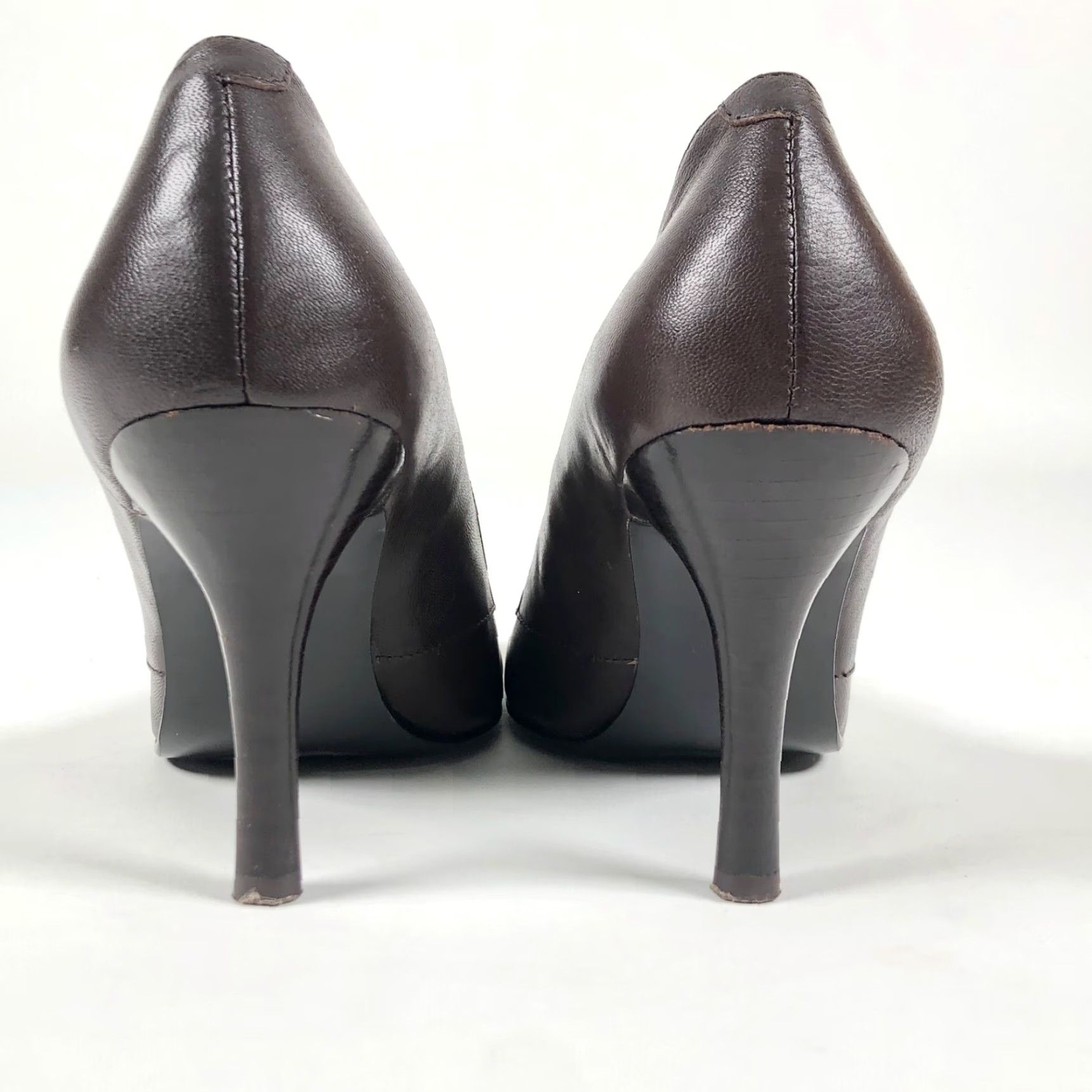 Vintage VINTAGE Bandolino Womens Pumps Brown Leather Bow Square Toe Heels 8 M Clampbow? Size US 8 / IT 38 - 7 Thumbnail