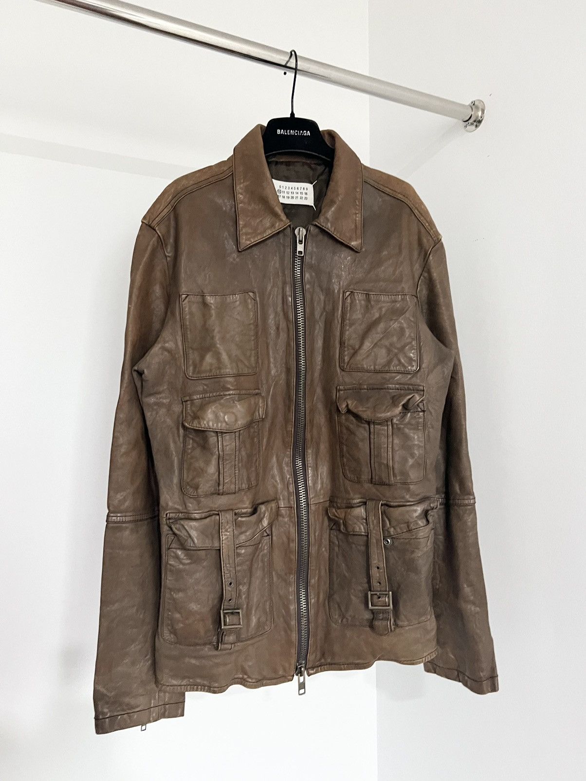 image of Ss07 Maison Margiela Biker Leather Jacket Multi Pockets in Black, Men's (Size Small)