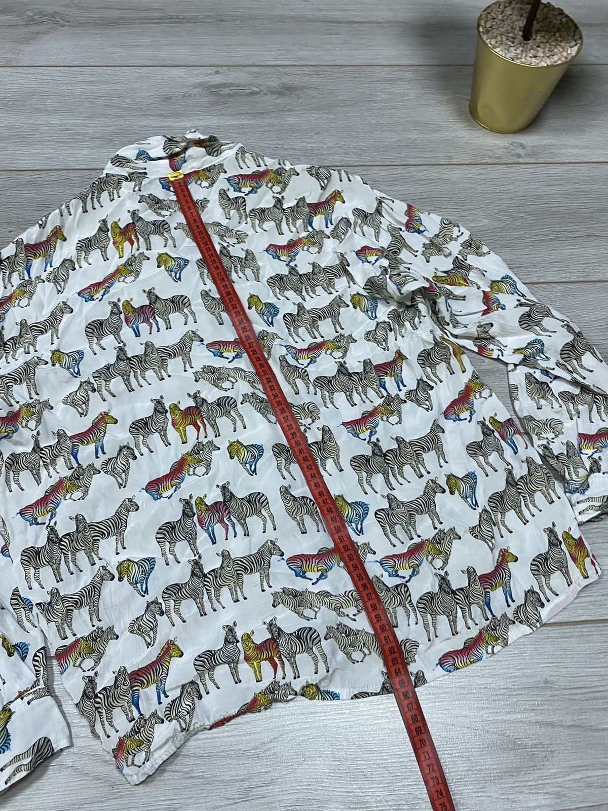 Versace Jeans Couture Versace 🦓 vintage Zebra painted shirt buttons Size L / US 10 / IT 46 - 9 Thumbnail