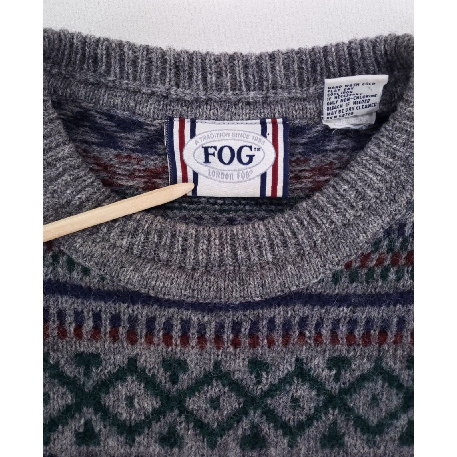 London Fog London Fog Sweater Mens M Gray Wool Fair Isle Knit Patterned Pullover Shetland Knit M Size US M / EU 48-50 / 2 - 2 Thumbnail