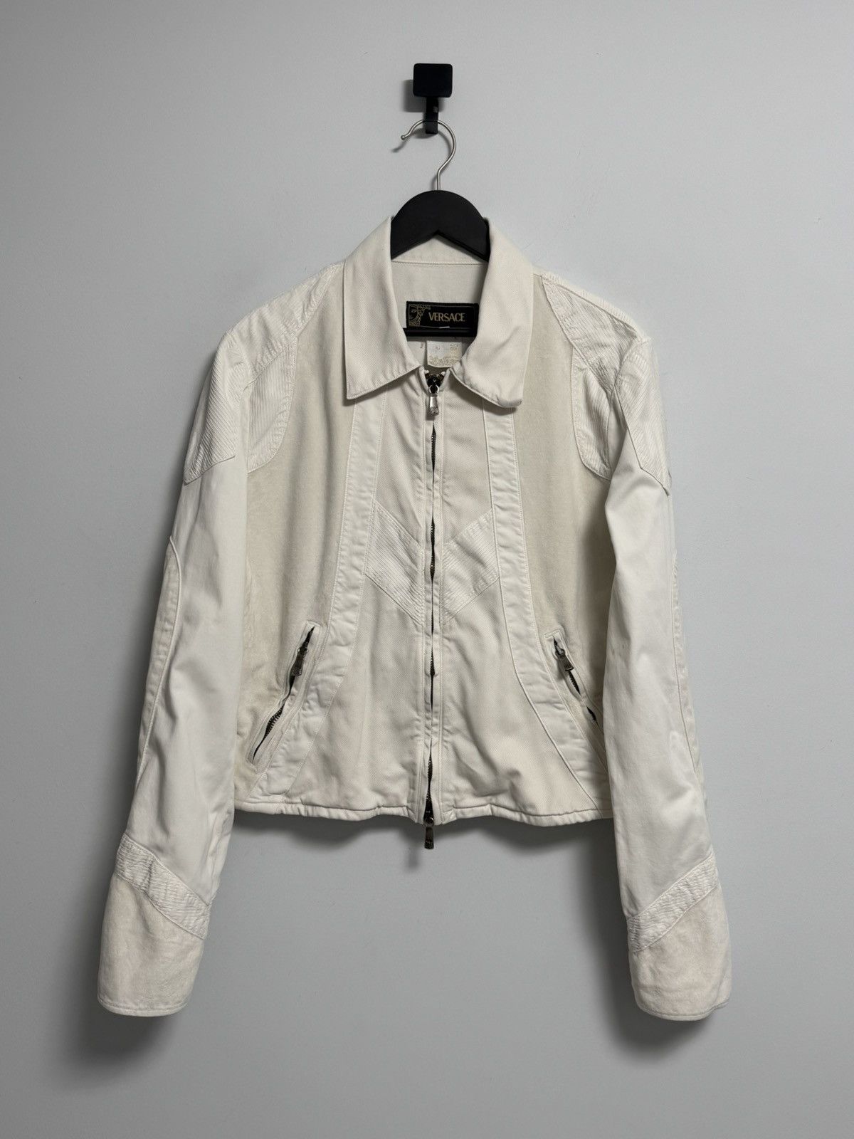 Versace Versace White Jacket Full Zip Designer Women’s Short Coat Size L / US 10 / IT 46 - 1 Thumbnail