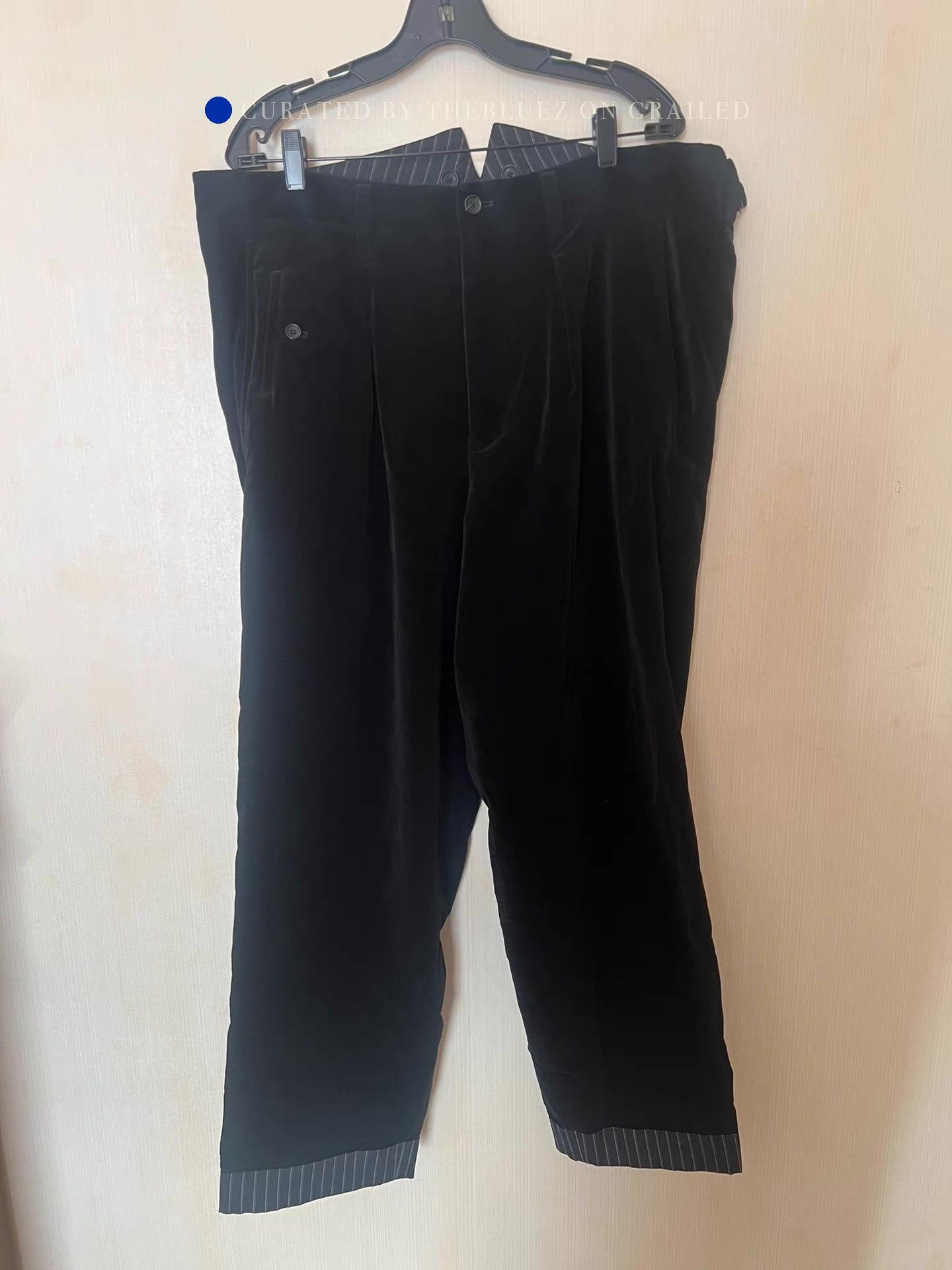 Yohji Yamamoto Velvet Suspender Trousers in Black Size US 34 / EU 50 - 1 Thumbnail