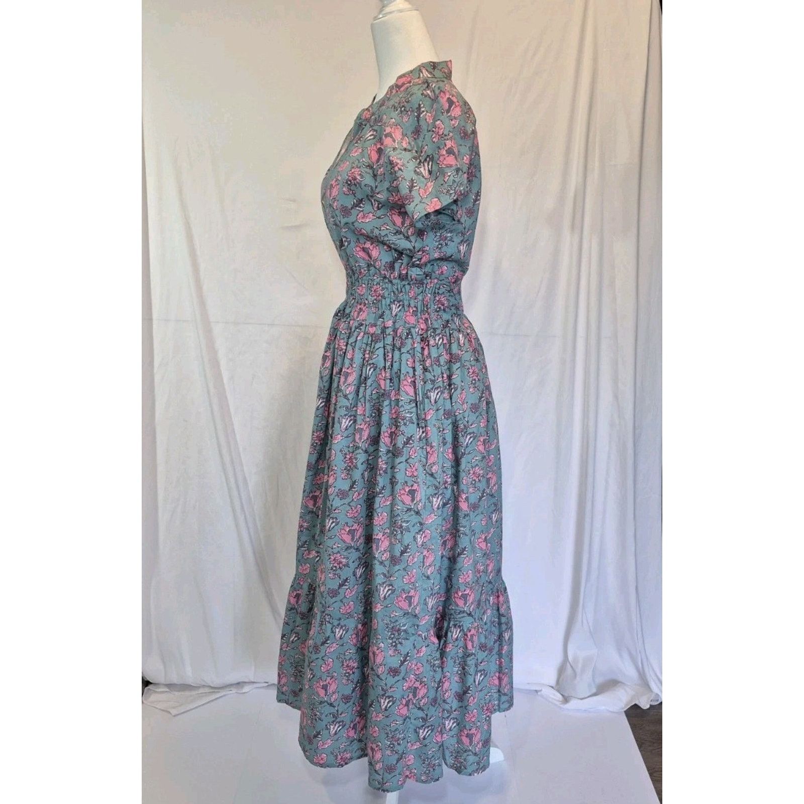 Other New India Collection Blue/Green Pink Cotton Maxi Dress XS Size XS / US 0-2 / IT 36-38 - 6 Thumbnail