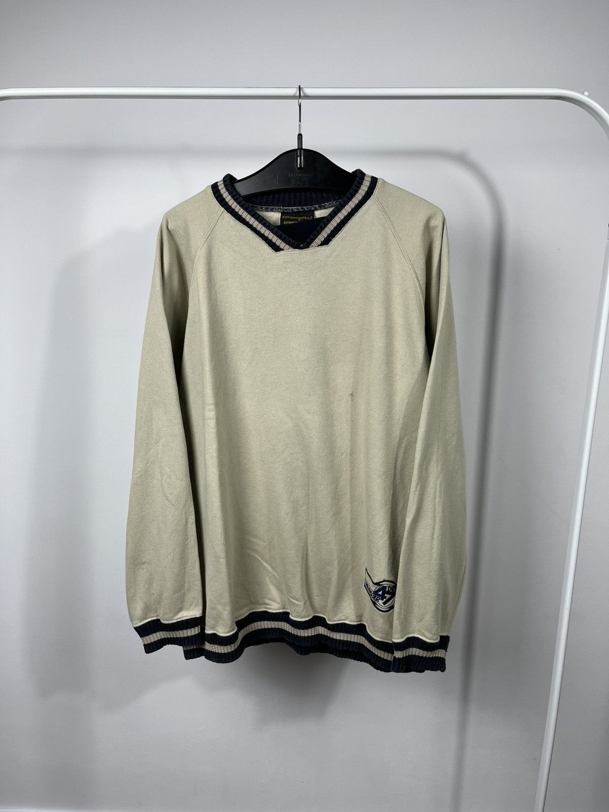 Wrangler Vintage Wrangler Western V-Neck Sweater Beige Navy Size M Size US M / EU 48-50 / 2 - 1 Thumbnail