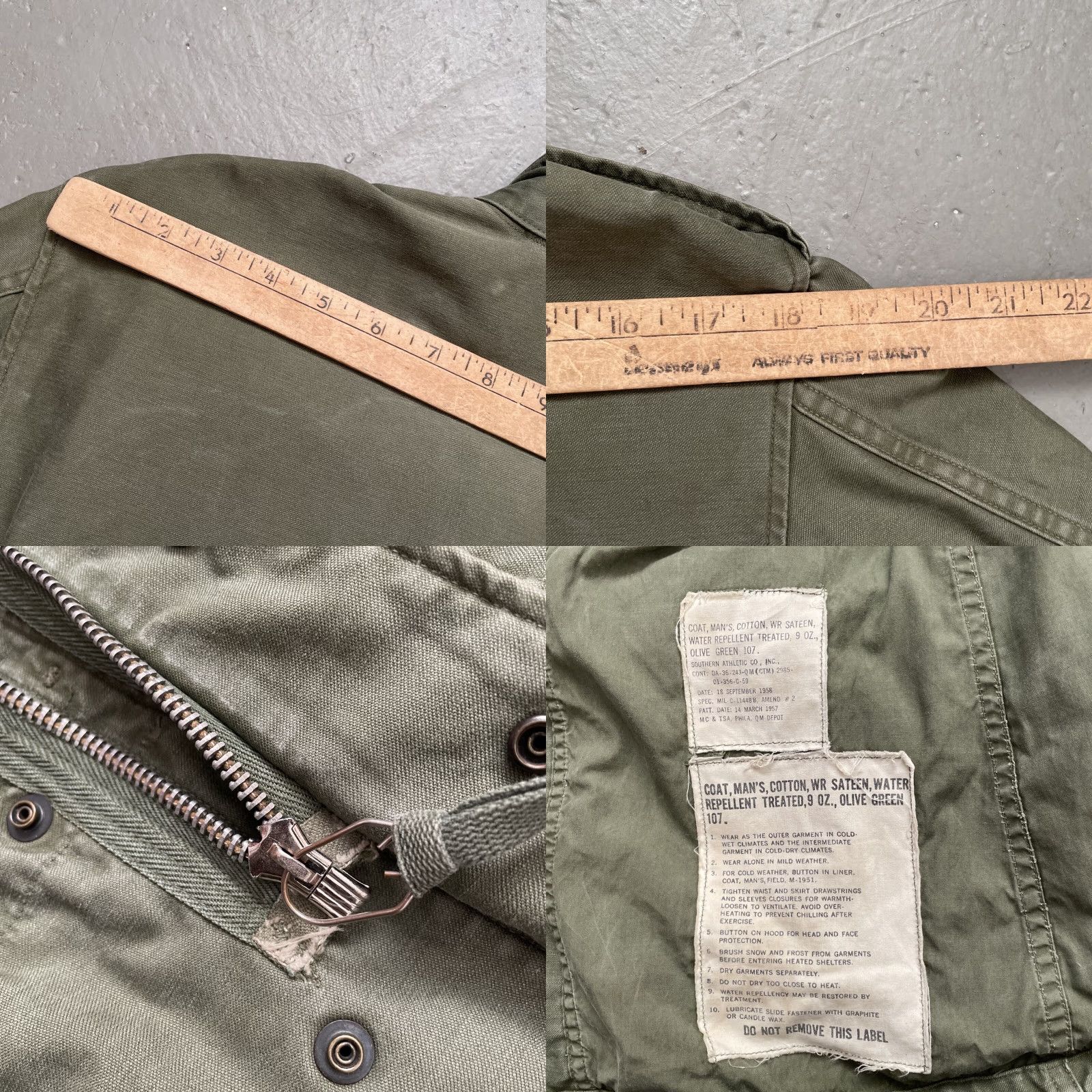 Vintage VINTAGE US Army Military Field Combat Sateen 9oz Jacket XS Regular Green Military Jacket Unisex Adults 1950s 1959 Army Korean Outdoor Utility Size US XS / EU 42 / 0 - 9 Thumbnail