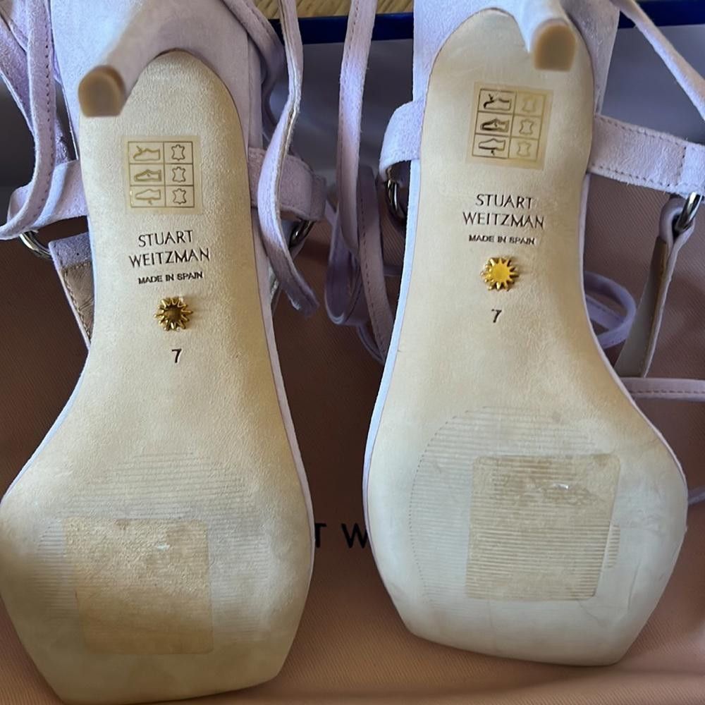 Stuart Weitzman Stuart Weitzman Suede Lalita 75mm Sandals Light Purple Size US 7 / IT 37 - 7 Thumbnail