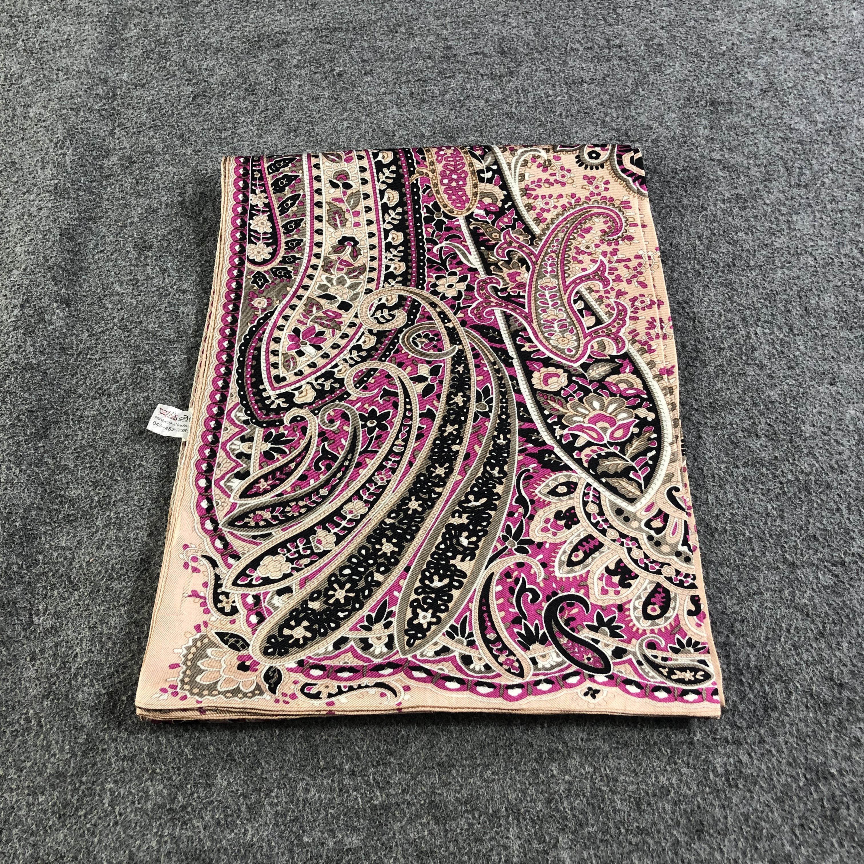 Vintage Luxury Paisley Design Silk Stole Silk Scarf M537 Size ONE SIZE - 2 Thumbnail