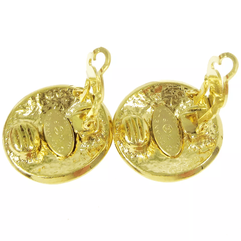 Chanel CHANEL CC Logos Button Motif Earrings Gold-Tone Size ONE SIZE - 4 Thumbnail
