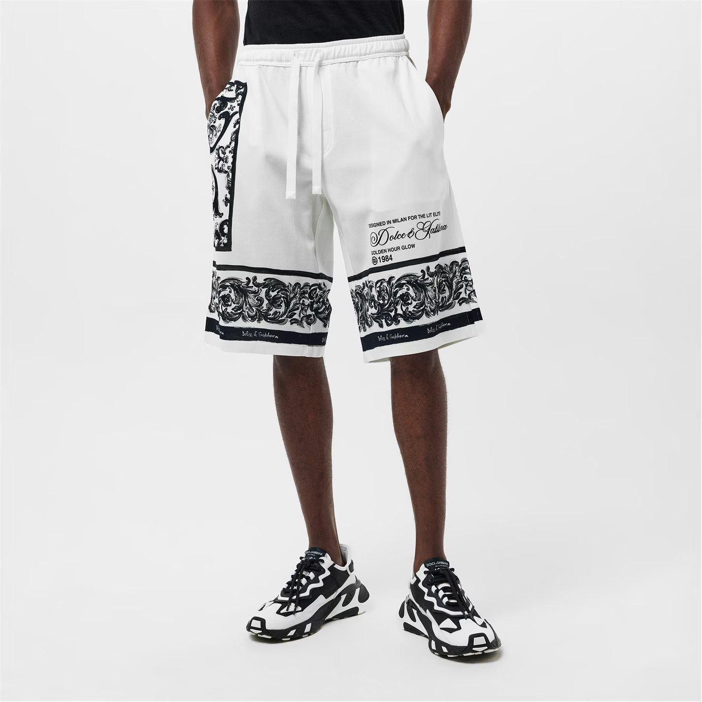 Dolce & Gabbana o1g2r1mq0426 Woven Tailored Fit Tracksuit Shorts Black/White Size US 32 / EU 48 - 3 Thumbnail