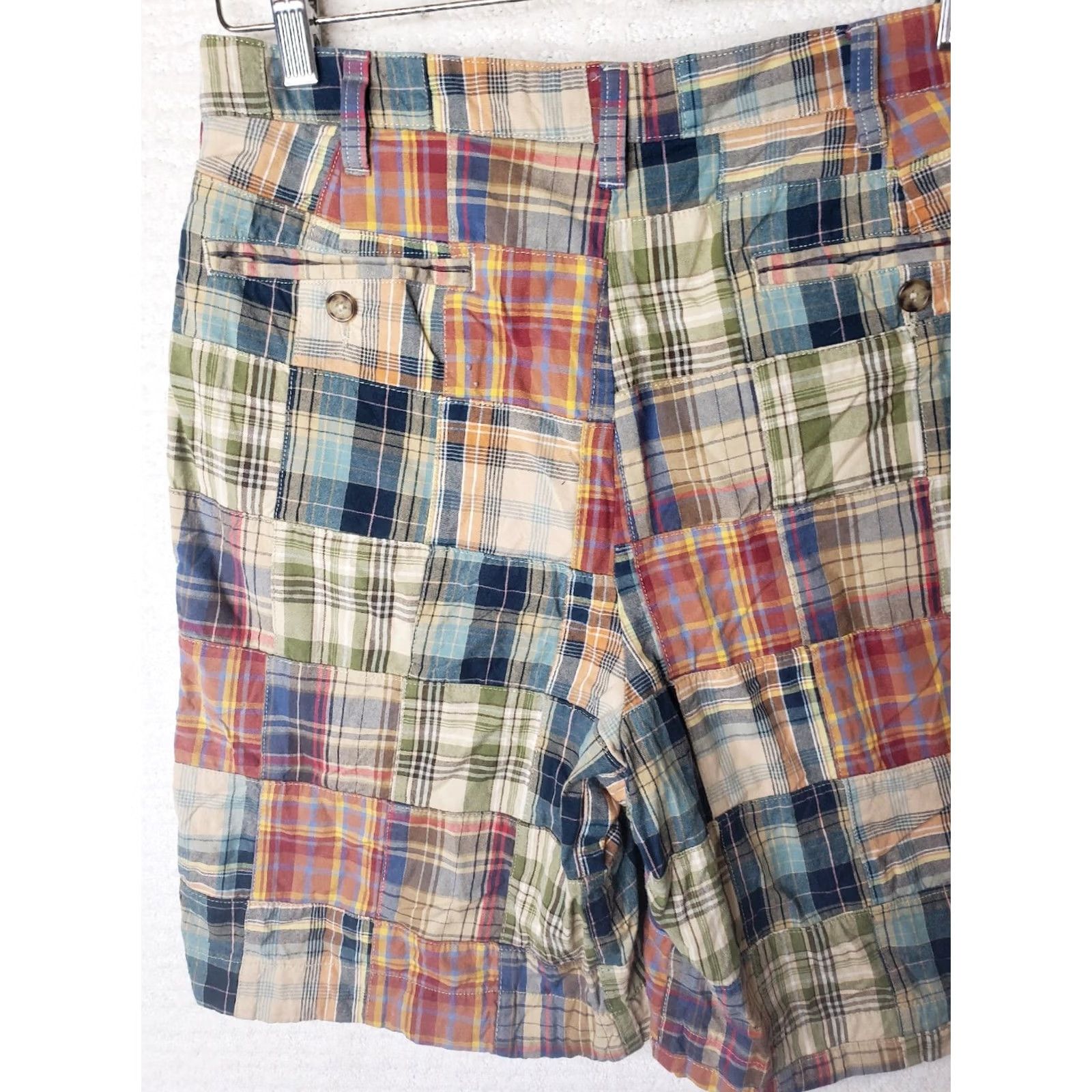 Jos. A. Bank JOS A BANK Men's Multicolor Madras Patchwork Plaid Cotton Shorts 32W X 9L Size US 32 / EU 48 - 7 Thumbnail