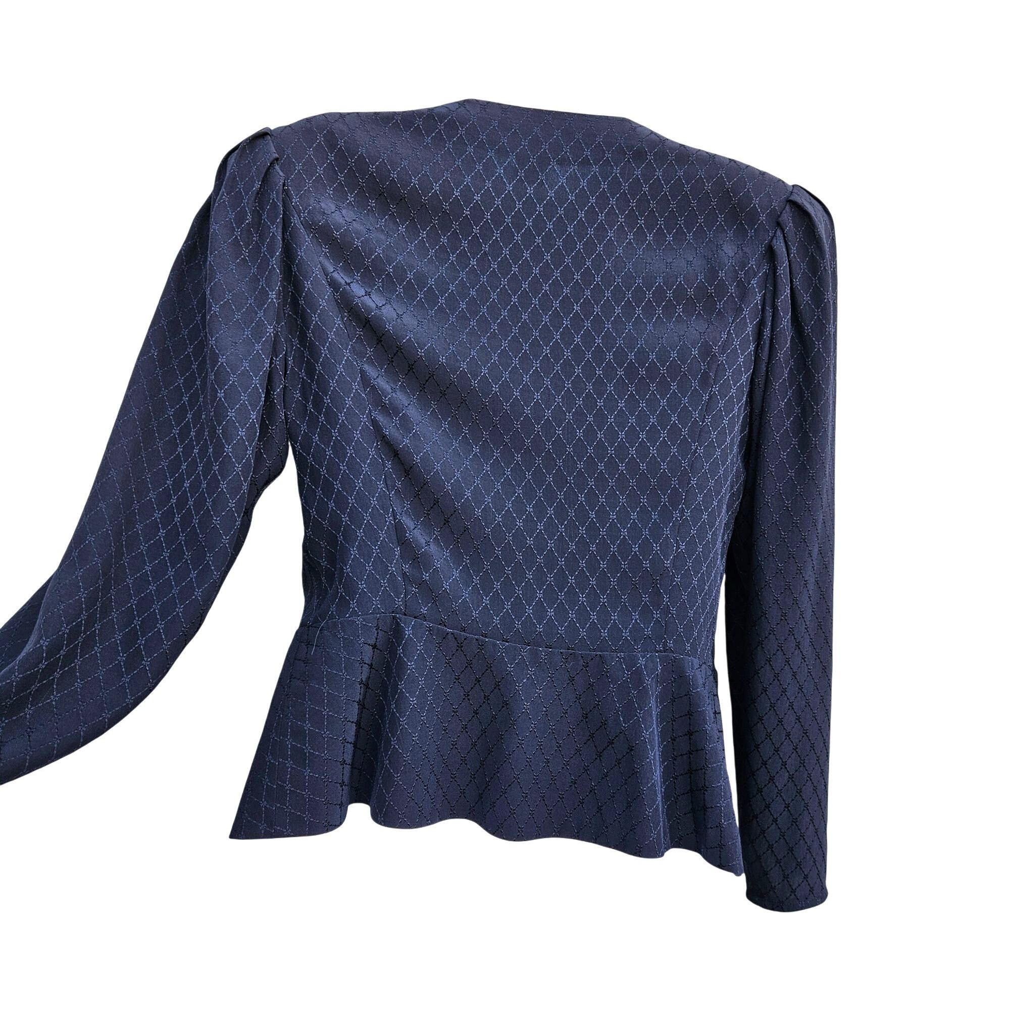 Emanuel Ungaro 1980s Emanuel Ungaro Parelle Paris Black Silk Jacquard Peplu Size S / US 4 / IT 40 - 4 Thumbnail