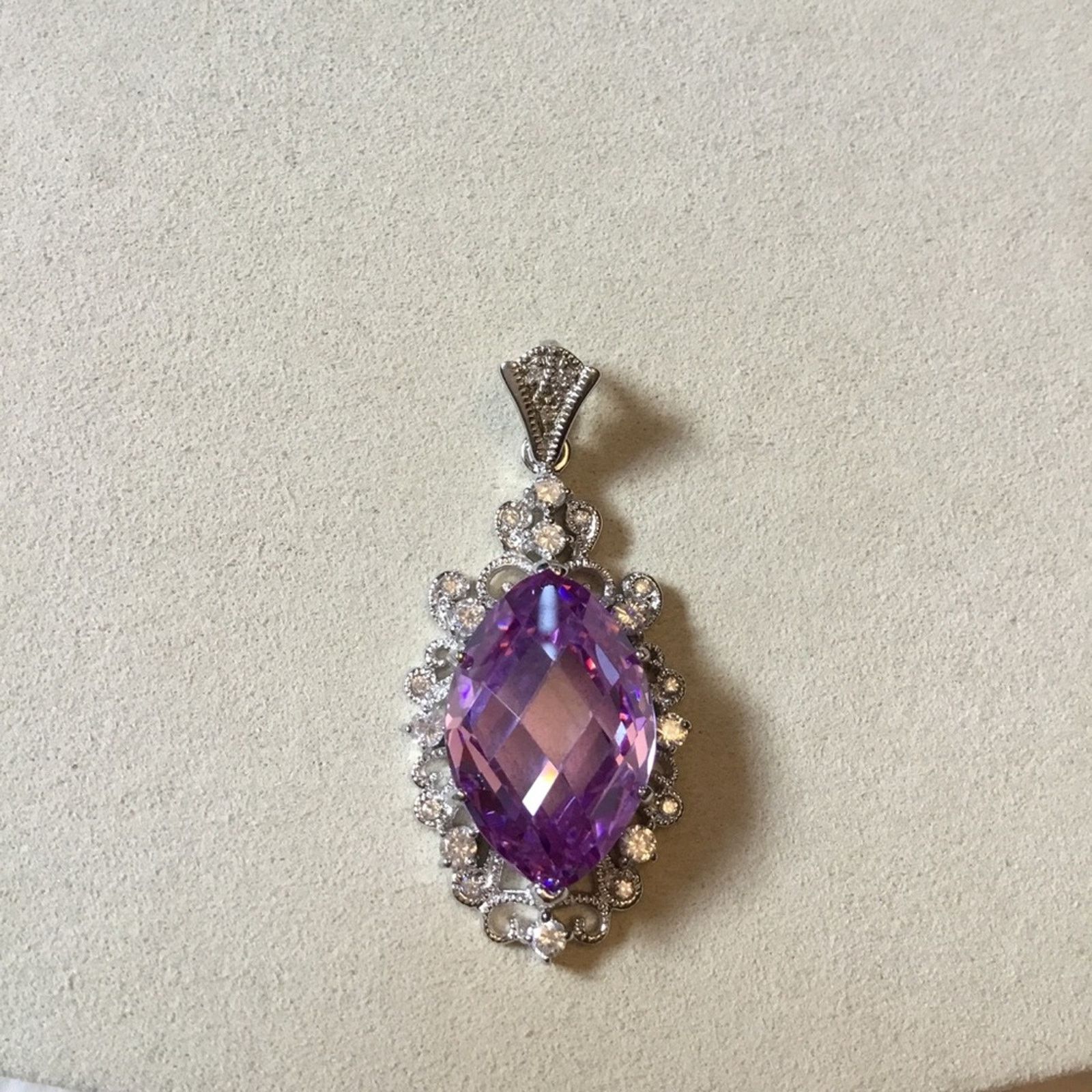 Other Sterling Silver Purple Crystal Statement Pendant Size ONE SIZE - 5 Thumbnail
