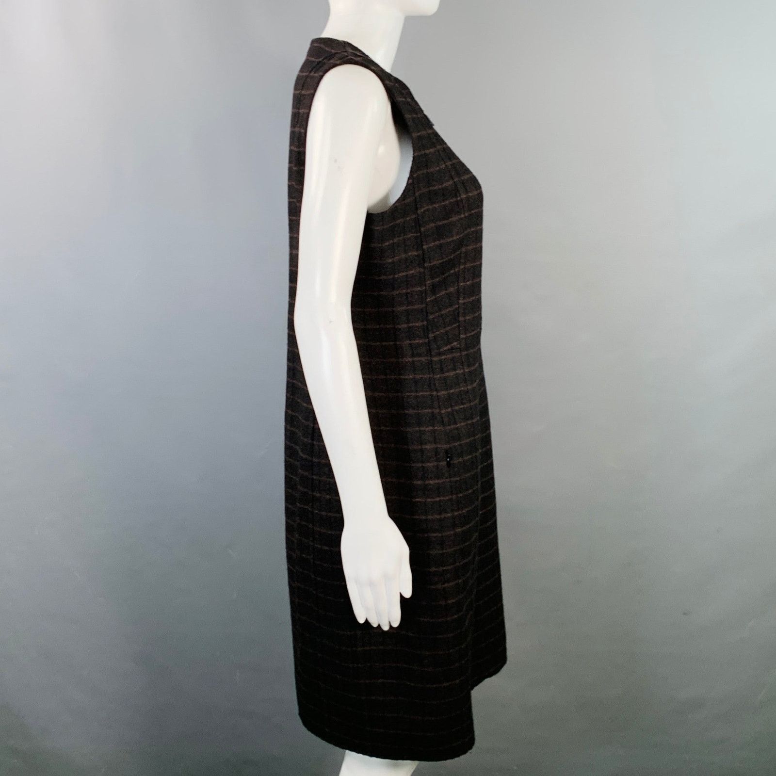 Akris AKRIS Brown Mulberry Silk Plaid Reversible Zip Up Dress Size XL / US 12-14 / IT 48-50 - 4 Thumbnail