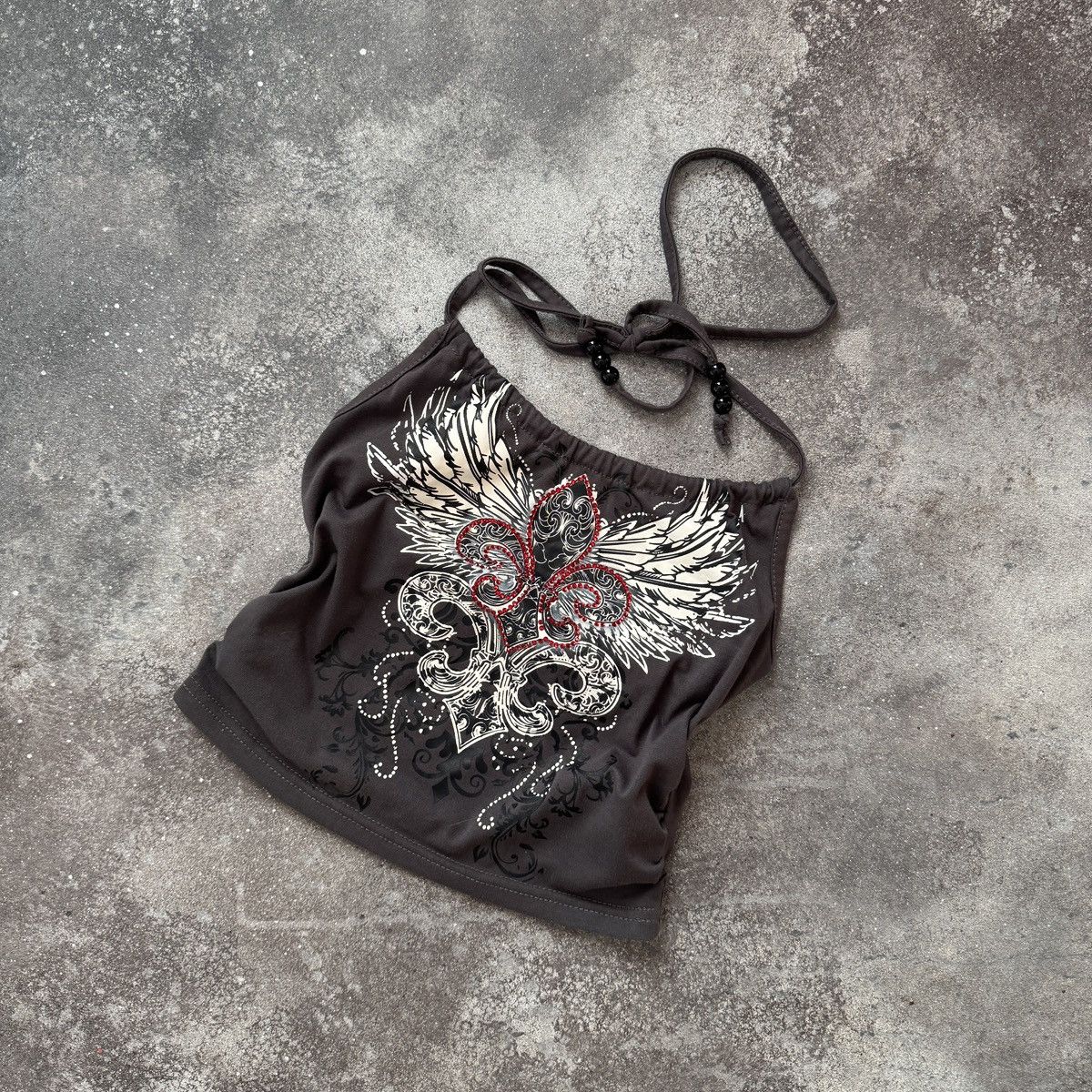 If Six Was Nine Y2K Gothic Print Super Sexy Crop Top Size S / US 4 / IT 40 - 2 Thumbnail