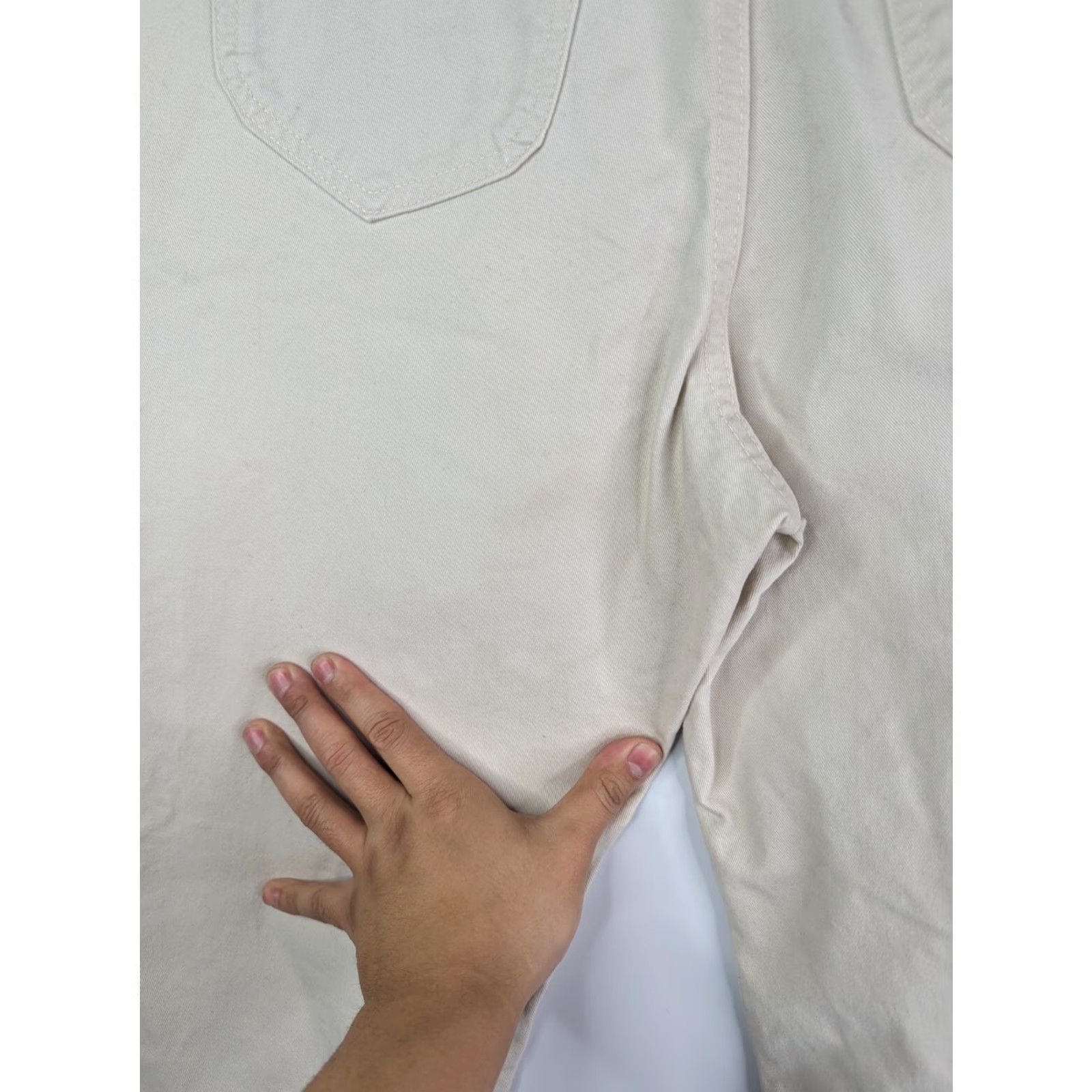 Lee VINTAGE Lee Pants Khakis Women Beige 12 High Rise Flat Front Tapered Cotton Denim Union Made Size 34" / US 12 / IT 48 - 7 Thumbnail