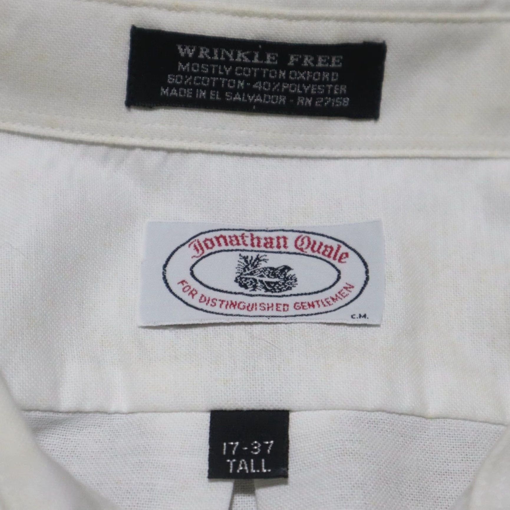 Vintage Jonathan Quale Solid White Button-Up Dress Shirt 17 Tall Adult Men's Shirt White Mens Size 46R - 3 Thumbnail