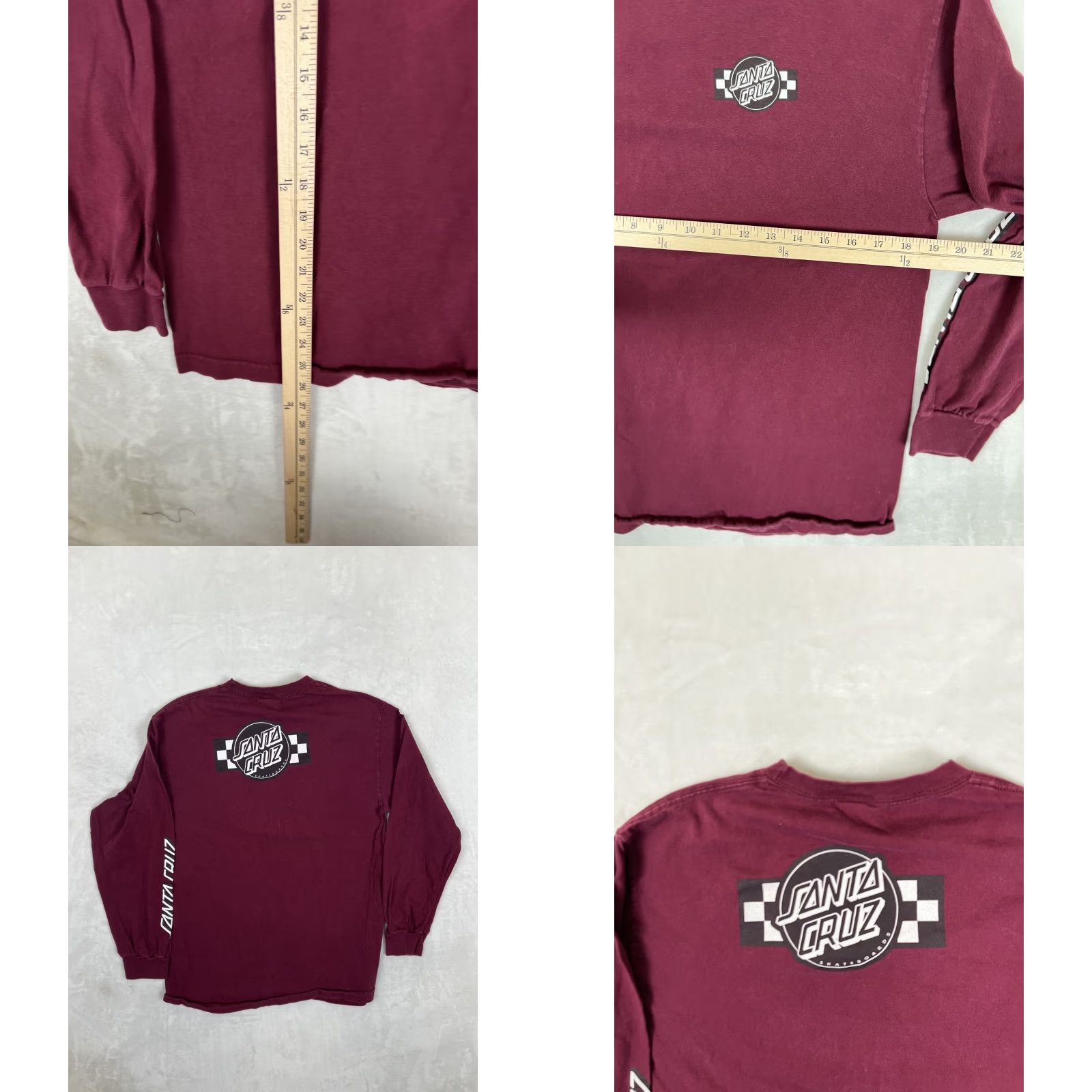 Vintage VINTAGE Santa Cruz T-Shirt Long Sleeve Regular Size M Red Double-Sided 90s California Men Size US M / EU 48-50 / 2 - 8 Thumbnail