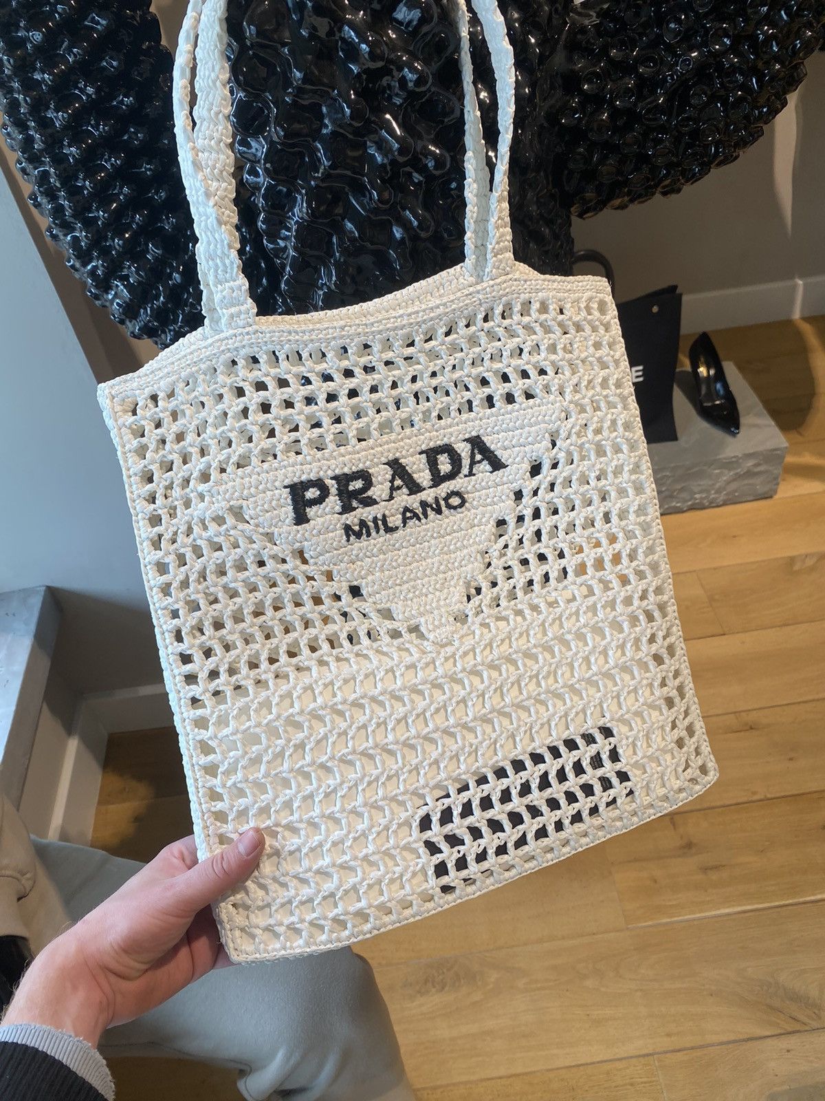 Prada BNWT Prada Natural Crochet Tote Bag Size ONE SIZE - 2 Thumbnail