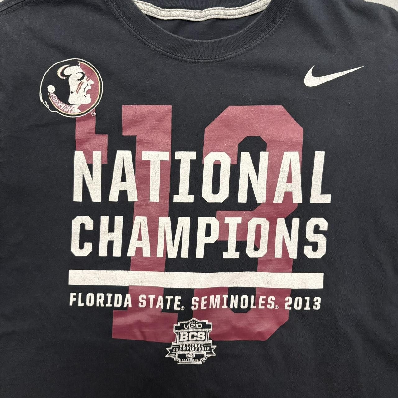 Nike Crazy Vintage Y2K/2000s Nike Florida State Seminoles 2013 National Champions Black Tee Shirt! Size US M / EU 48-50 / 2 - 2 Thumbnail