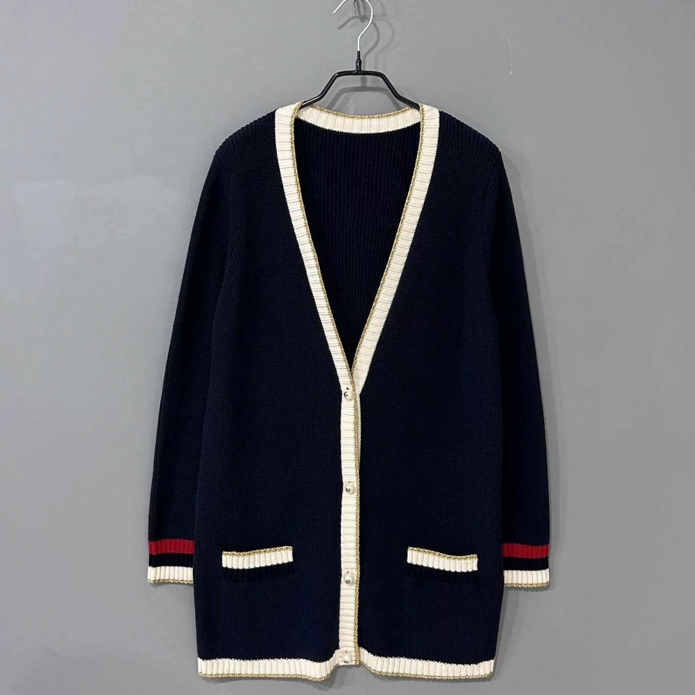 Gucci GUCCI Gold Thread Pearl Button Cardigan M Size M / US 6-8 / IT 42-44 - 1 Thumbnail