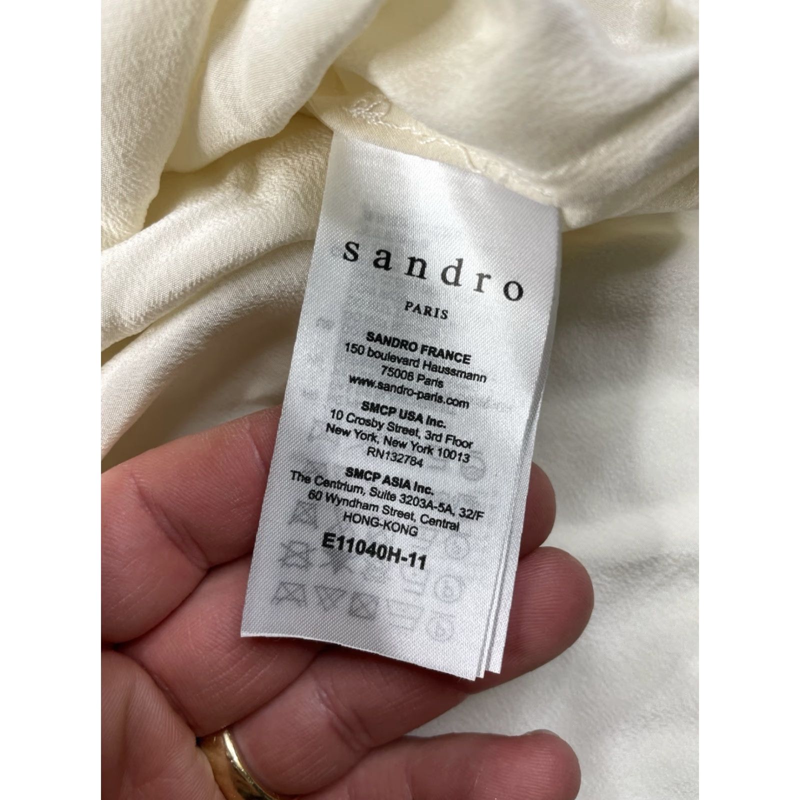 Sandro Sandro Silk Blouse Shirt Long Sleeve Flare Tie Neck V-Neck Beige Womens Size 3 Bow Paris Blouse Women Long Sleeve Silk Shirt Size XS / US 0-2 / IT 36-38 - 7 Thumbnail