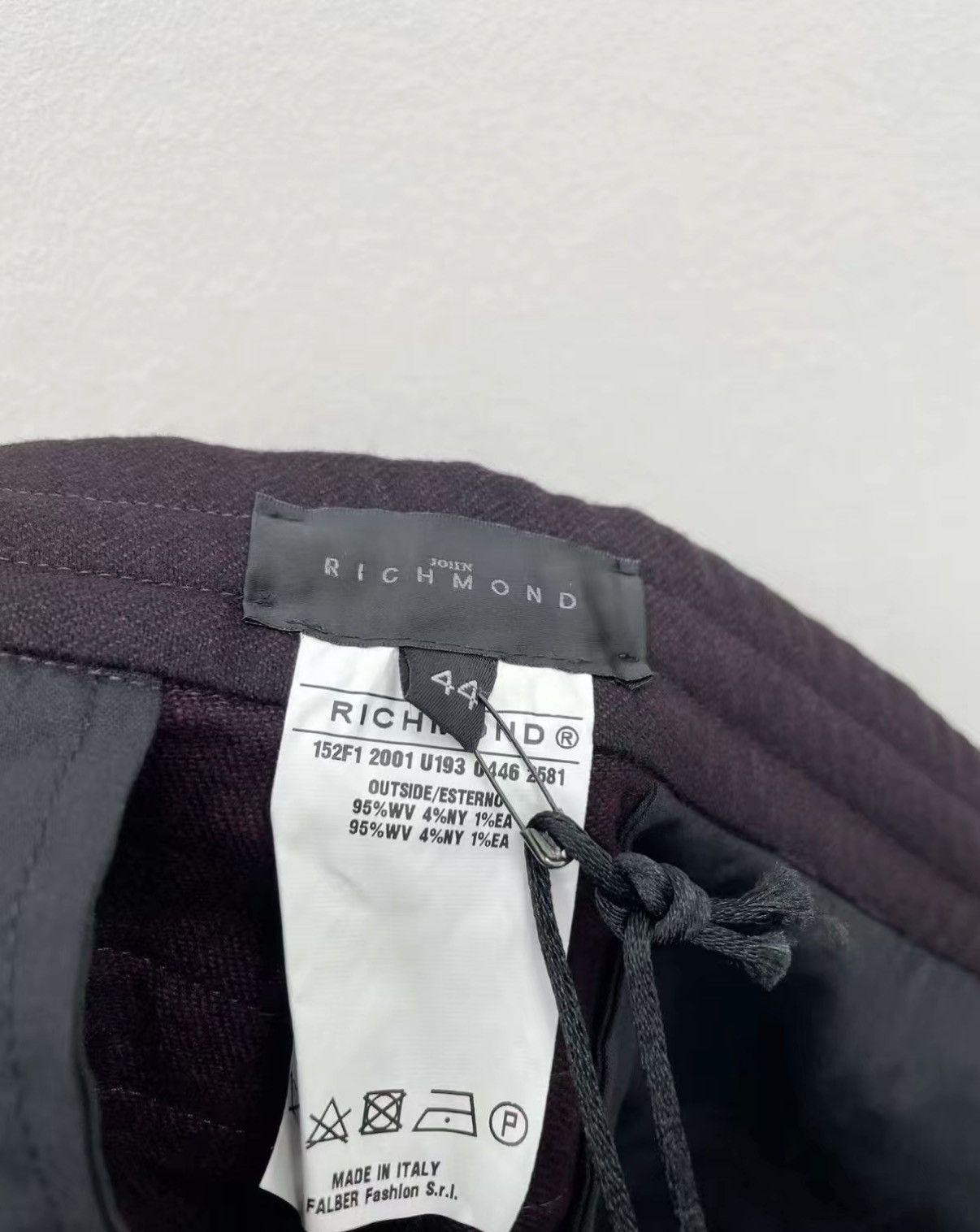 John Richmond Richmond 95% Wool Stretch Drawstring Casual Pants J30 Size US 34 / EU 50 - 7 Thumbnail