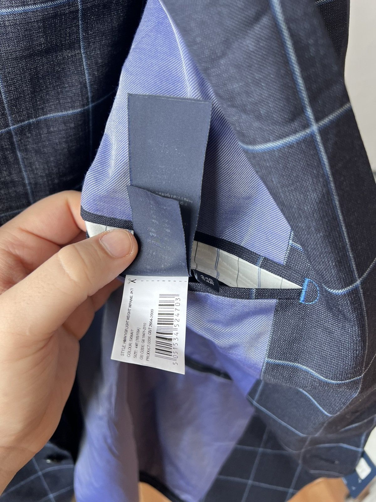 Hackett HACKETT LONDON MENS BLUE WINDOWPANE WOOL BLAZER JACKET 44R Size 44R - 13 Thumbnail