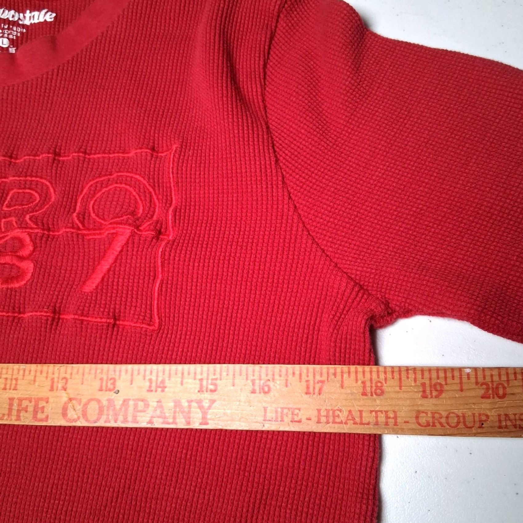 Aeropostale AERO 1987 Aeropostale Thermal Shirt Men L Red Slim Fit Cotton Knit Crew Neck Long Sleeve Waffle T-Shirt Size US L / EU 52-54 / 3 - 7 Thumbnail