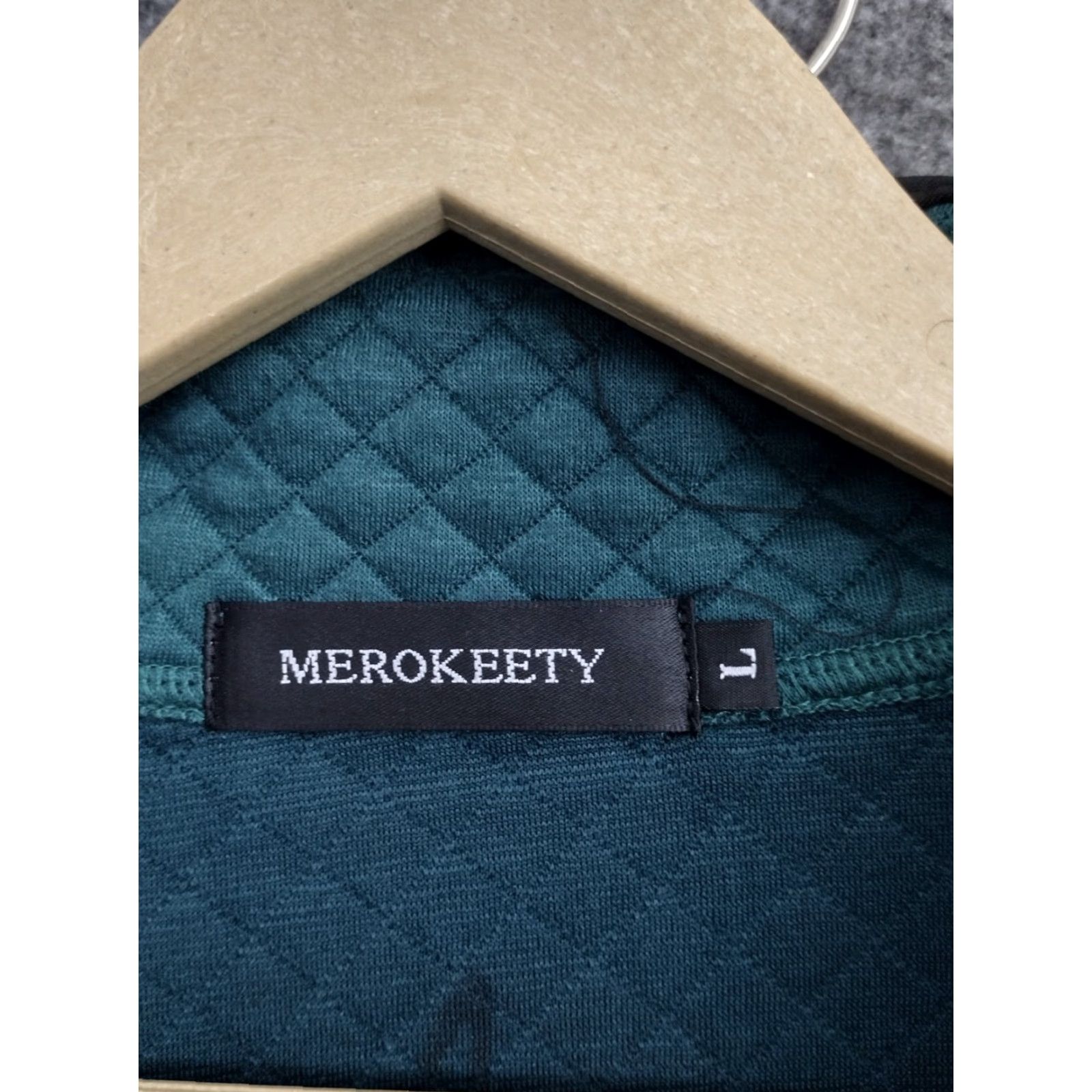 Vintage Merokeety Green Quilted Pullover Sweatshirt Top L 4 Snap Closure Pocket Women 90s Winter Casual Knit Top Size L / US 10 / IT 46 - 6 Thumbnail