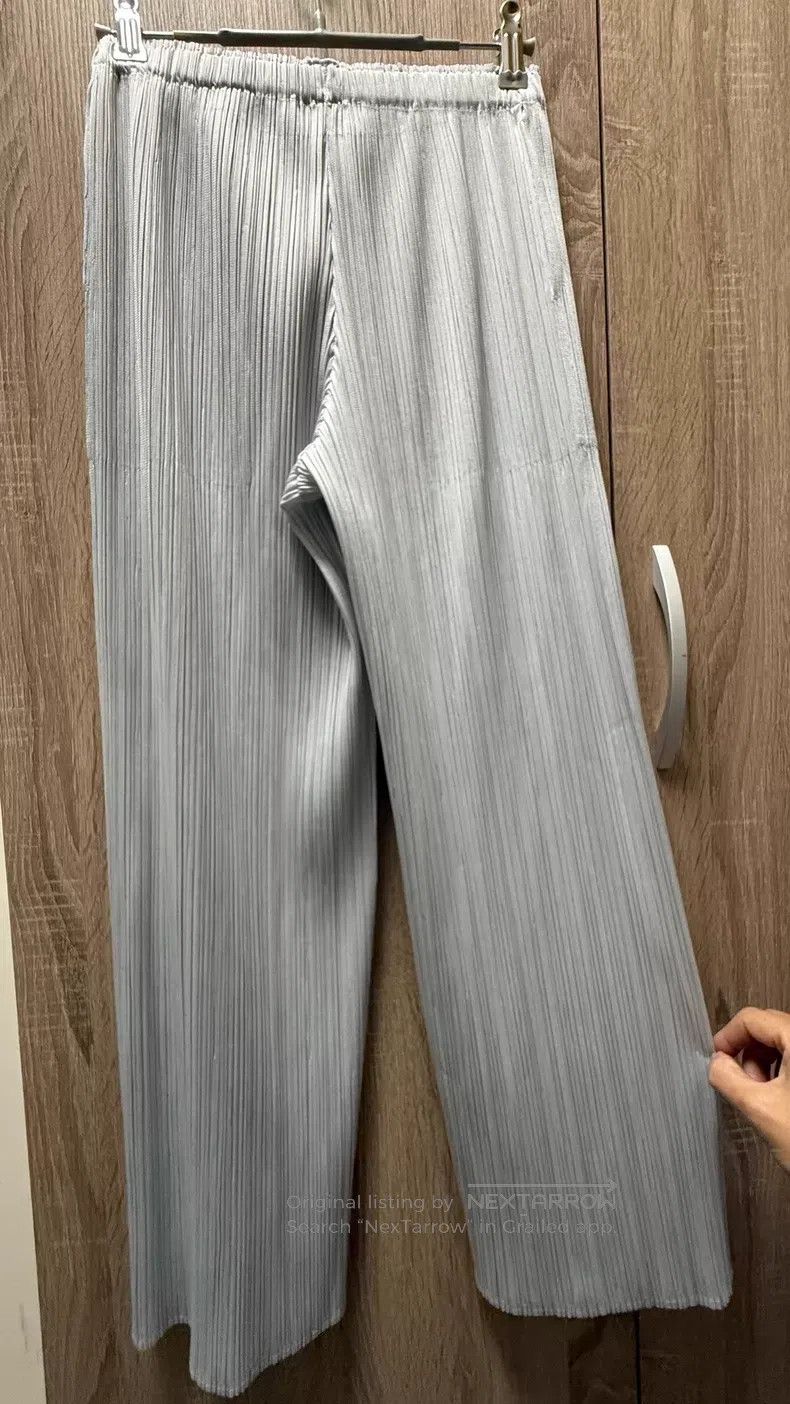 Issey Miyake Issey Miyake Light Gray Wide-Leg Pants Size 42" / US 20 - 3 Thumbnail