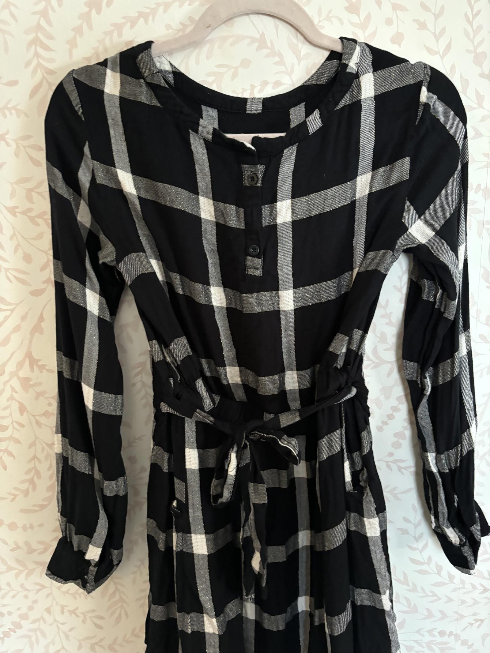 Designer Lurex, Black and White Plaid Dress with Belt Size S / US 4 / IT 40 - 4 Thumbnail