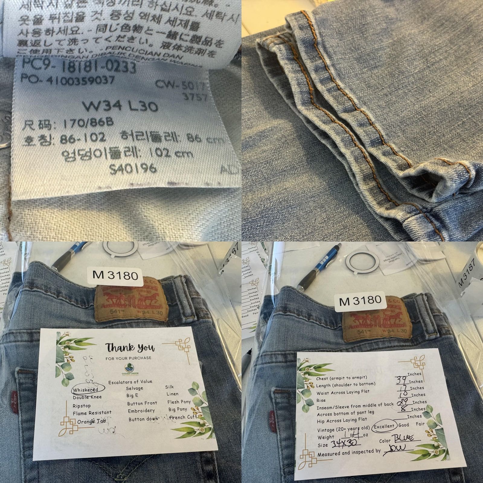 Levi's Levi's 541 Jeans Mens 34x29 Blue Light Wash Stretch Denim Tapered Athletic Regular 5-Pocket Size US 34 / EU 50 - 8 Thumbnail