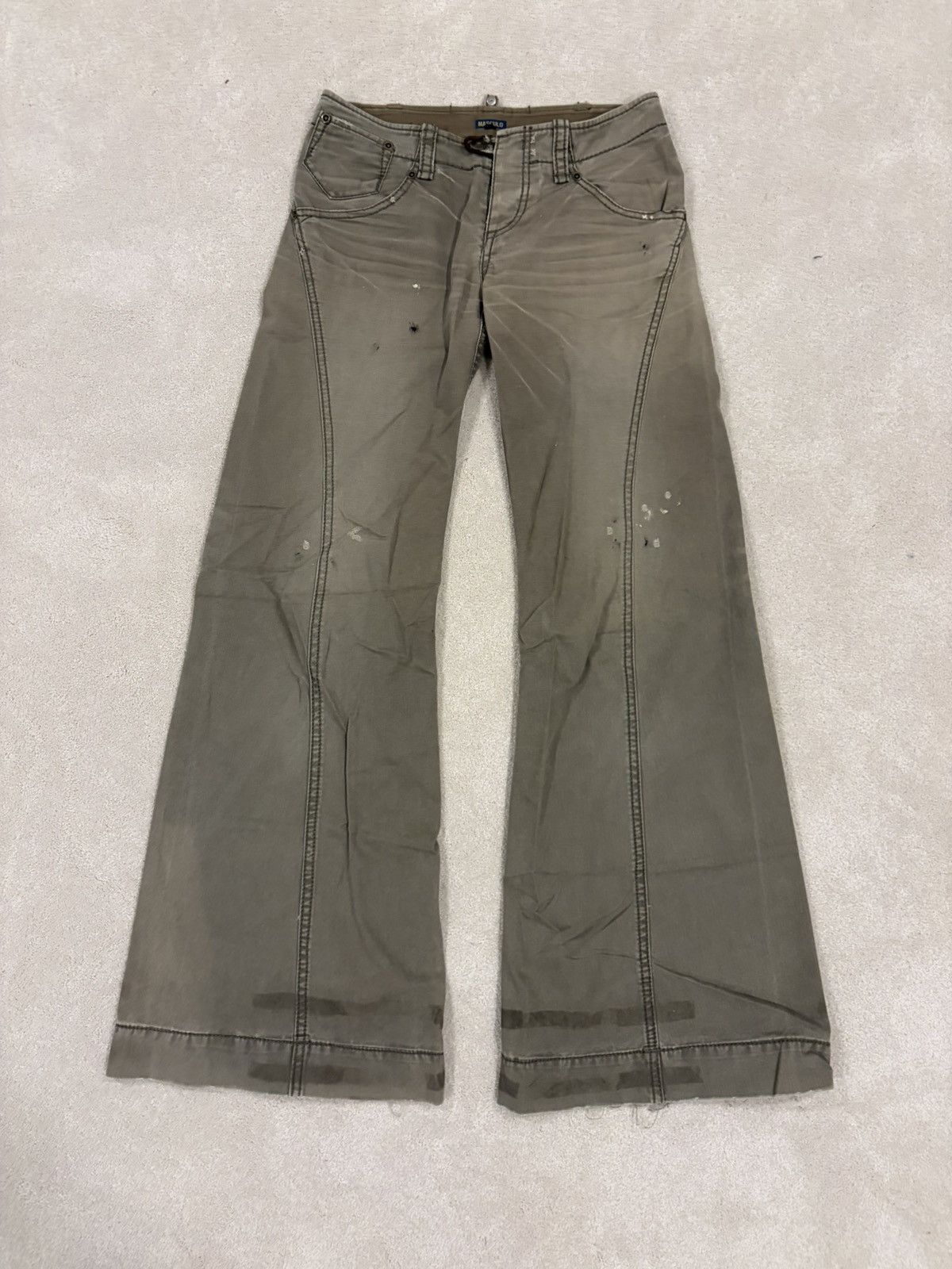 Japanese Brand Distressed Wide Leg Jeans Grey Size US 29 - 1 Thumbnail