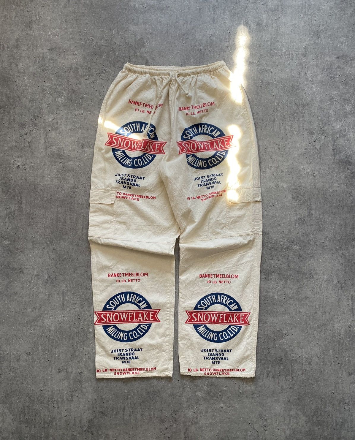 Vintage Vintage Recycled Flour Sack Bag Cargo Beige Pants Size US 32 / EU 48 - 1 Thumbnail
