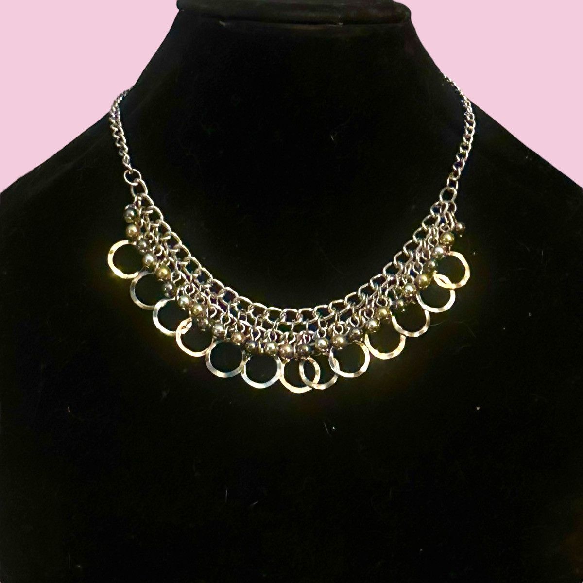 Other Two tone dangle rings and ball charms necklace Size ONE SIZE - 1 Thumbnail